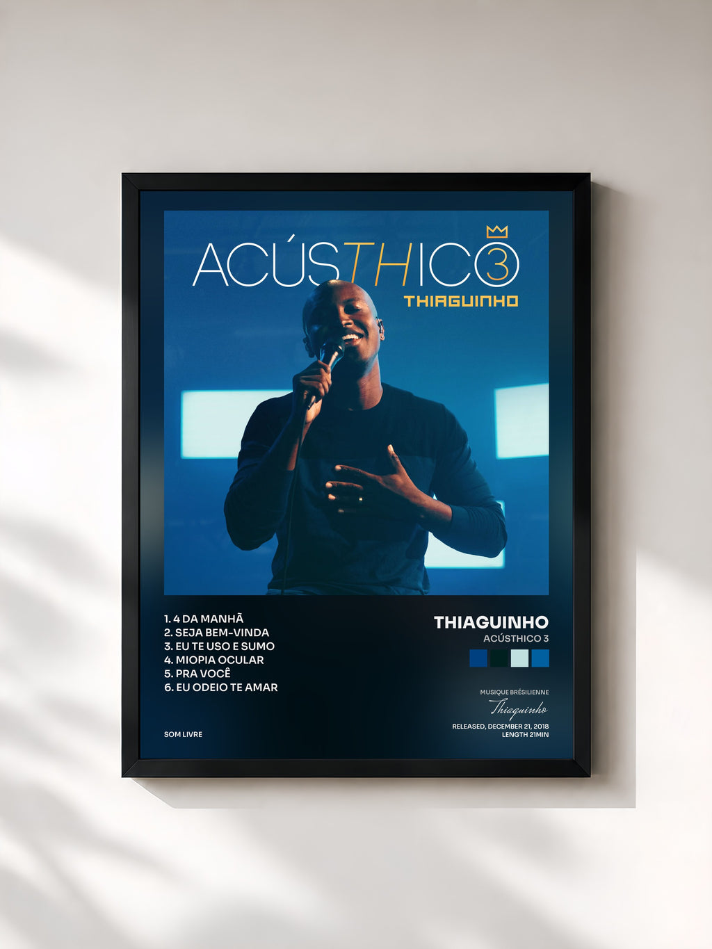 #noir Tableau de l'album AcúsTHico 3 de Thiaguinho, cadre noir, imprimé et encadré en France