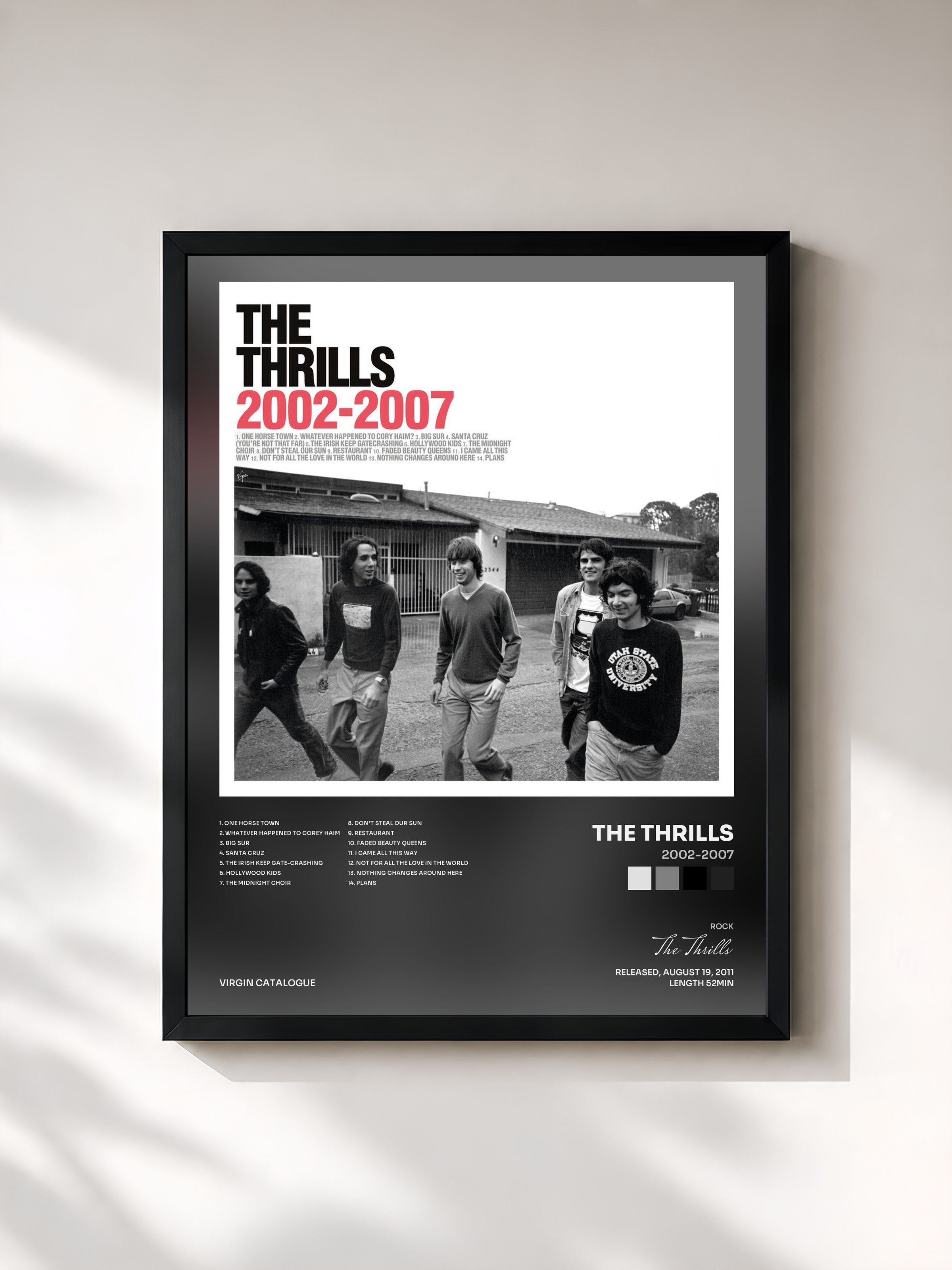 #noir Tableau de l'album 2002-2007 de The Thrills, cadre noir, imprimé et encadré en France