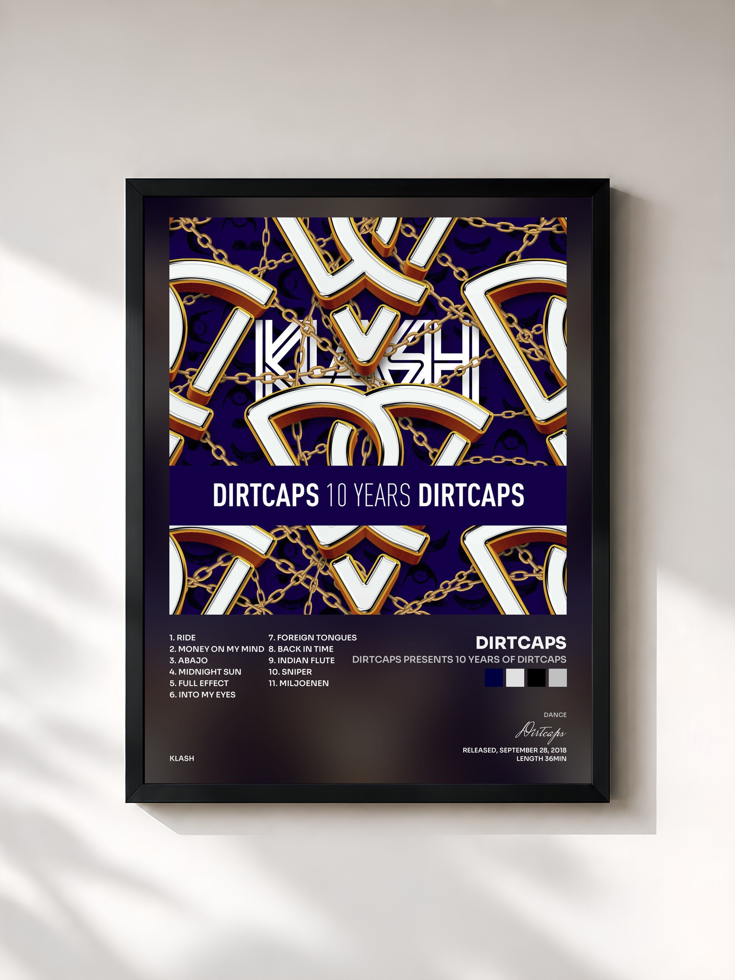 #noir Tableau de l'album Dirtcaps presents 10 Years Of Dirtcaps de Dirtcaps, cadre noir, imprimé et encadré en France
