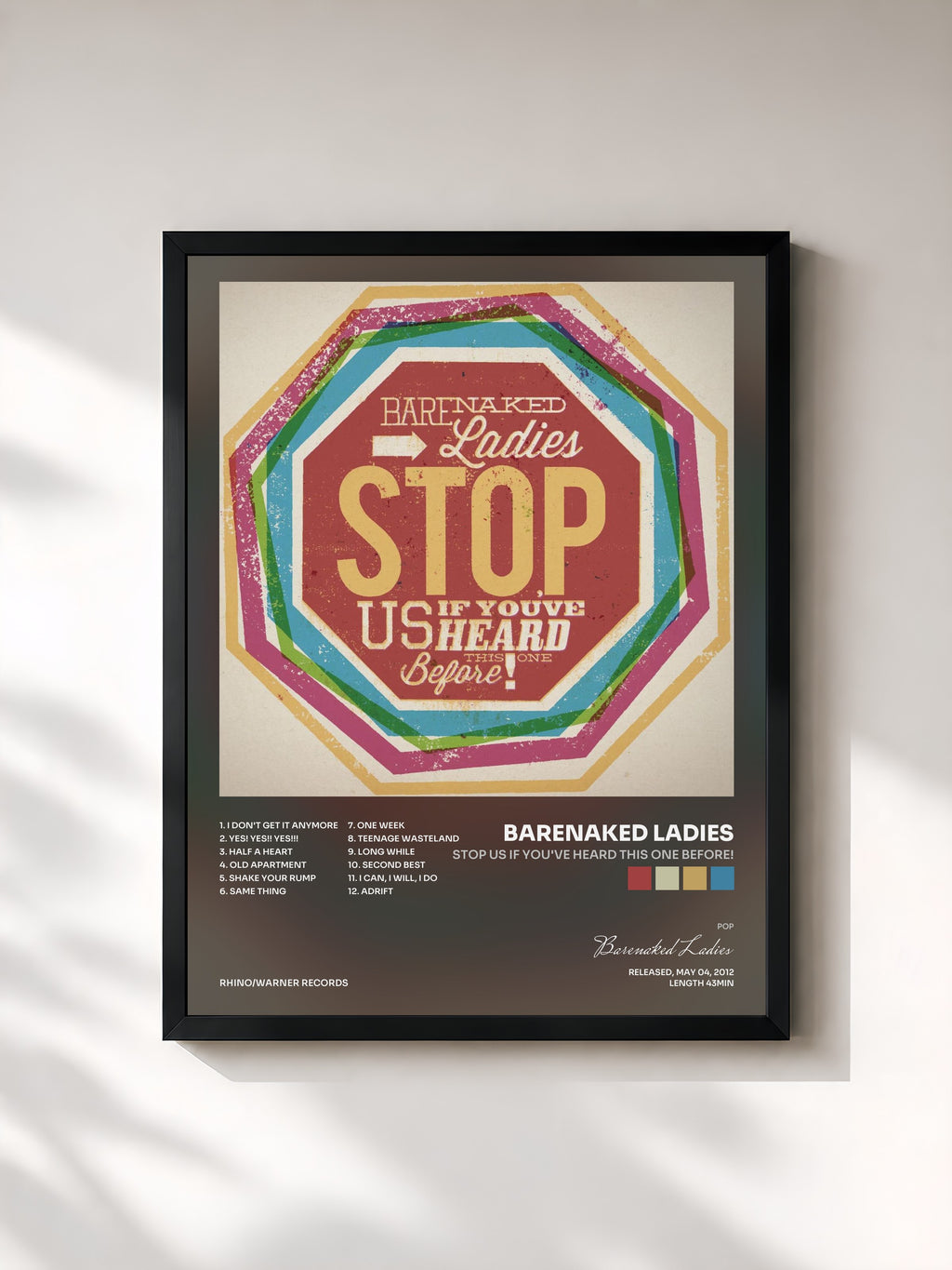 #noir Tableau de l'album Stop Us If You've Heard This One Before! de Barenaked Ladies, cadre noir, imprimé et encadré en France