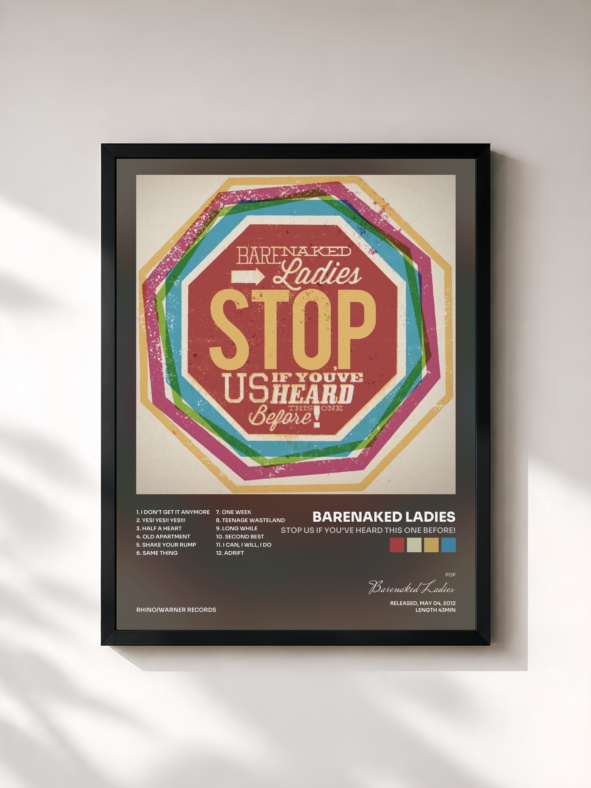 #noir Tableau de l'album Stop Us If You've Heard This One Before! de Barenaked Ladies, cadre noir, imprimé et encadré en France
