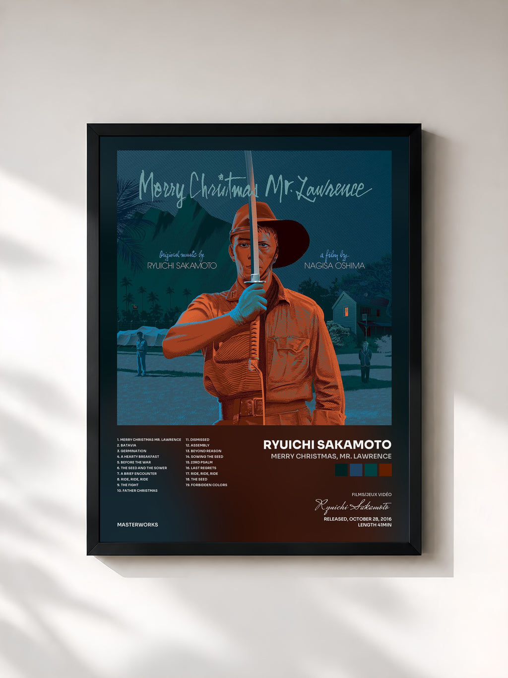 #noir Tableau de l'album Merry Christmas, Mr. Lawrence de Ryuichi Sakamoto, cadre noir, imprimé et encadré en France