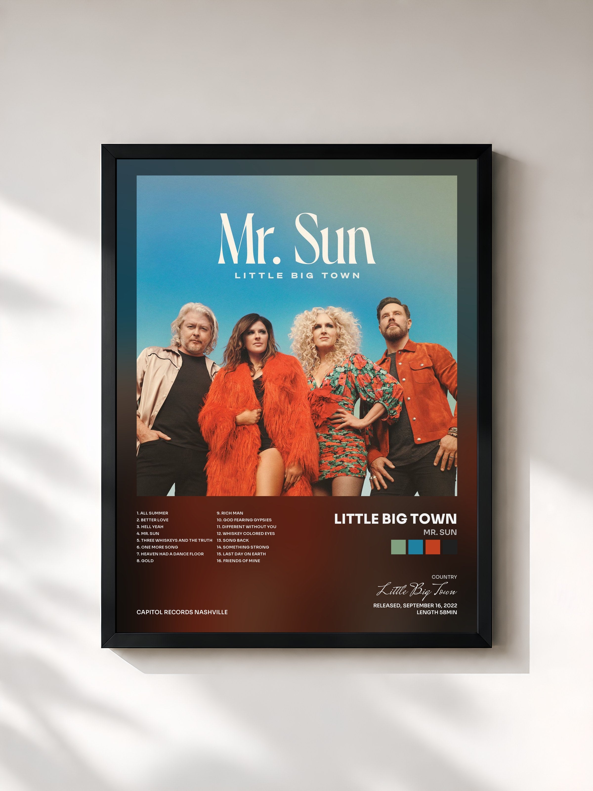 #noir Tableau de l'album Mr. Sun de Little Big Town, cadre noir, imprimé et encadré en France