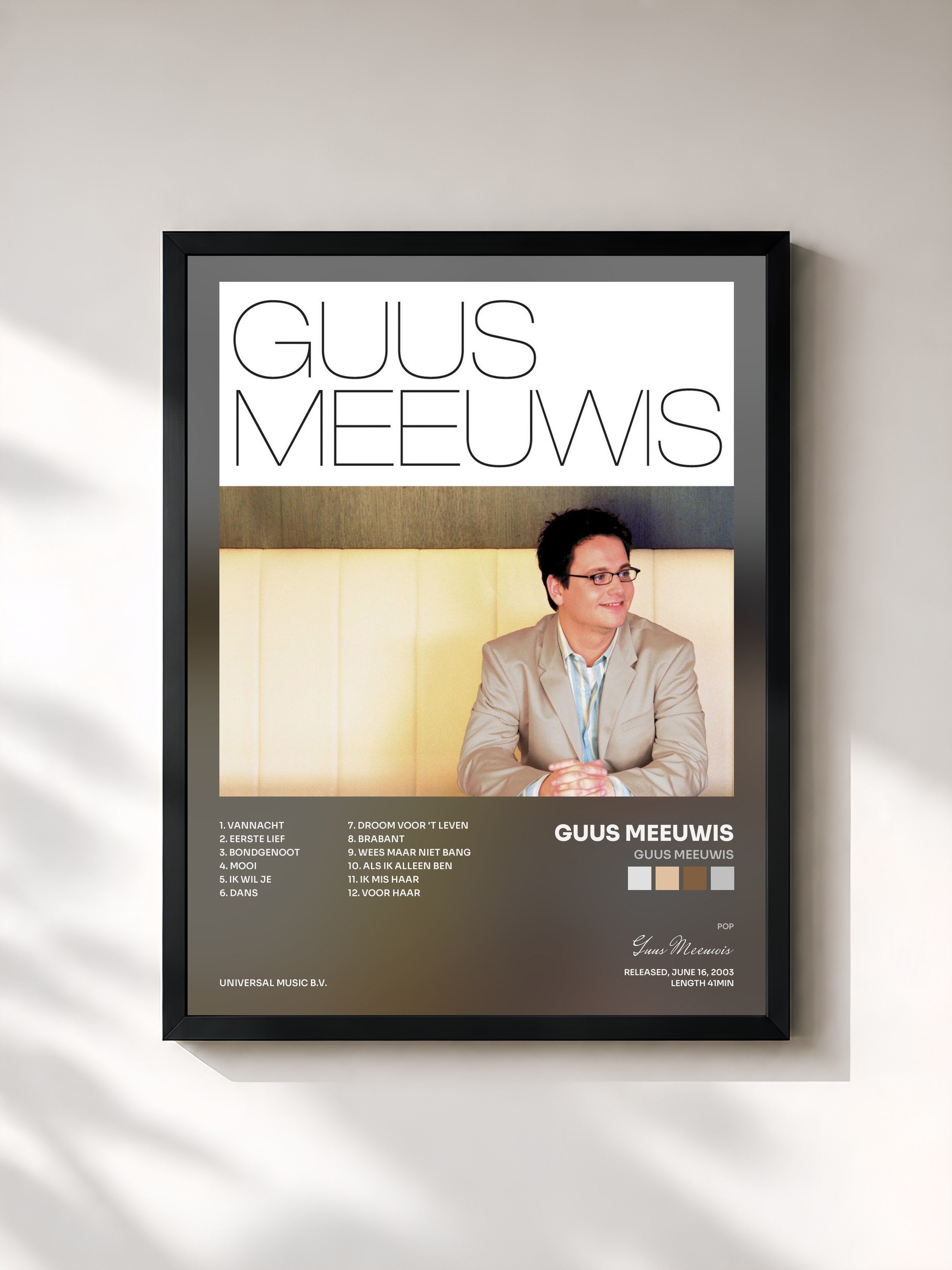 #noir Tableau de l'album Guus Meeuwis de Guus Meeuwis, cadre noir, imprimé et encadré en France