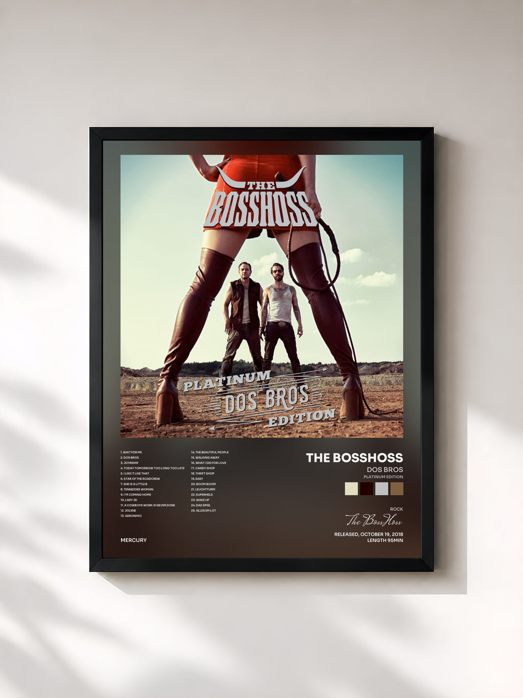 #noir Tableau de l'album Dos Bros (Platinum Edition) de The BossHoss, cadre noir, imprimé et encadré en France