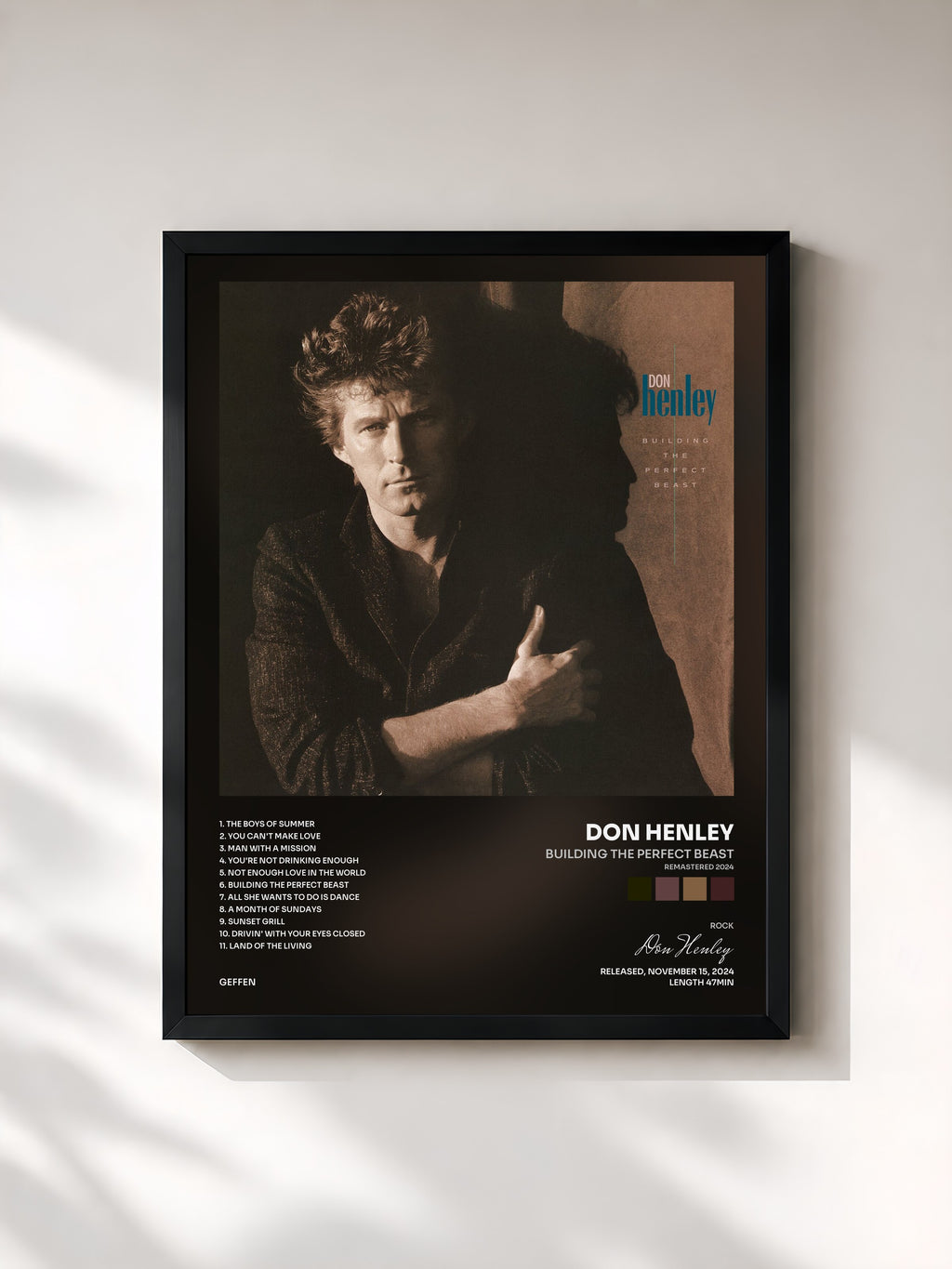 #noir Tableau de l'album Building The Perfect Beast (Remastered 2024) de Don Henley, cadre noir, imprimé et encadré en France