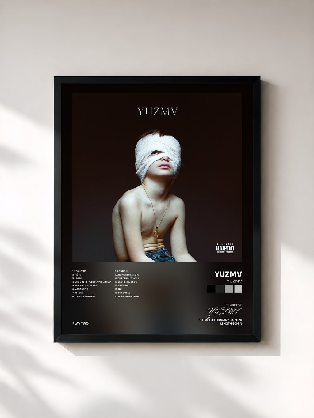 #noir Tableau de l'album Yuzmv de YUZMV, cadre noir, imprimé et encadré en France