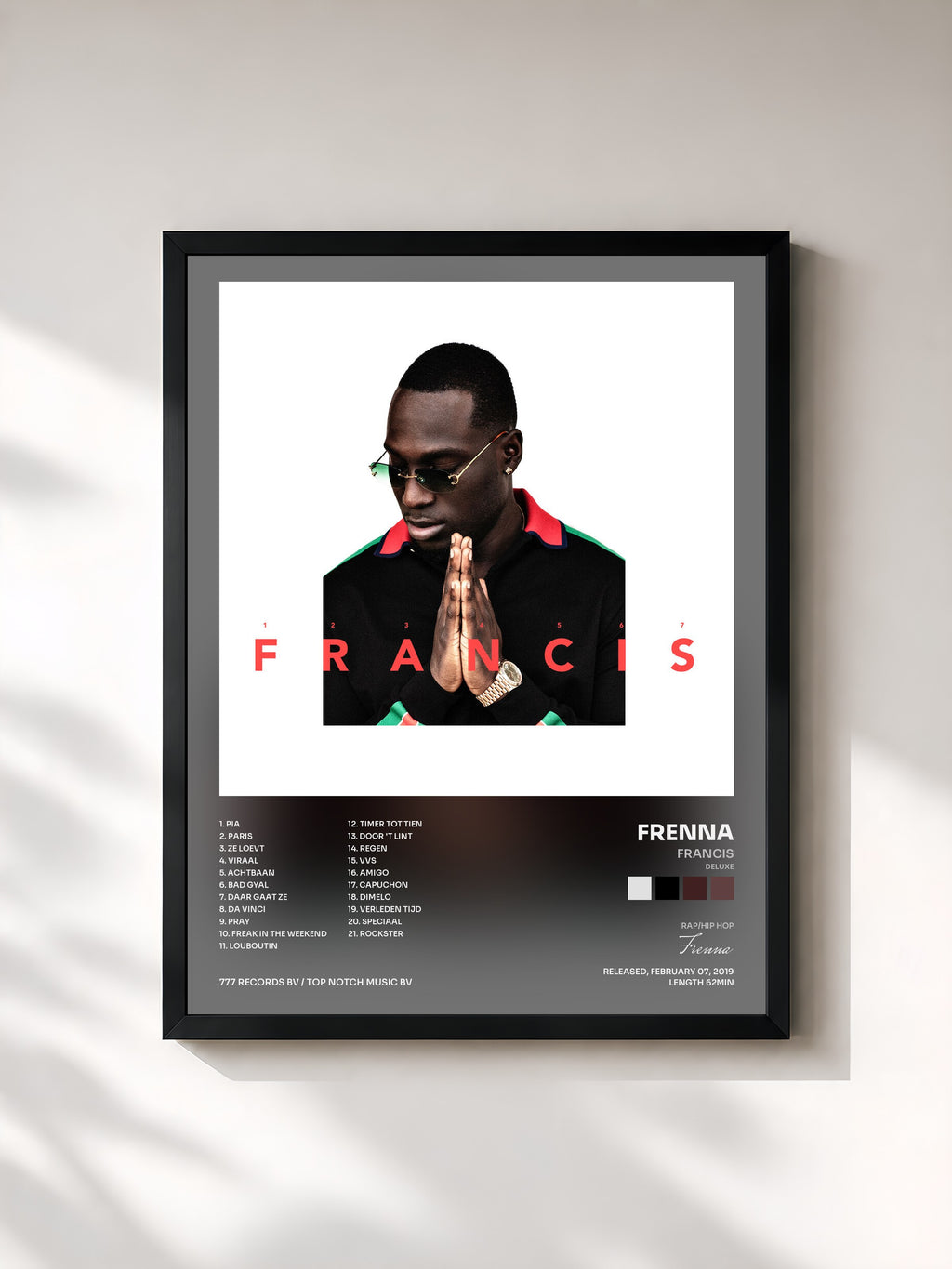 #noir Tableau de l'album Francis (Deluxe) de Frenna, cadre noir, imprimé et encadré en France
