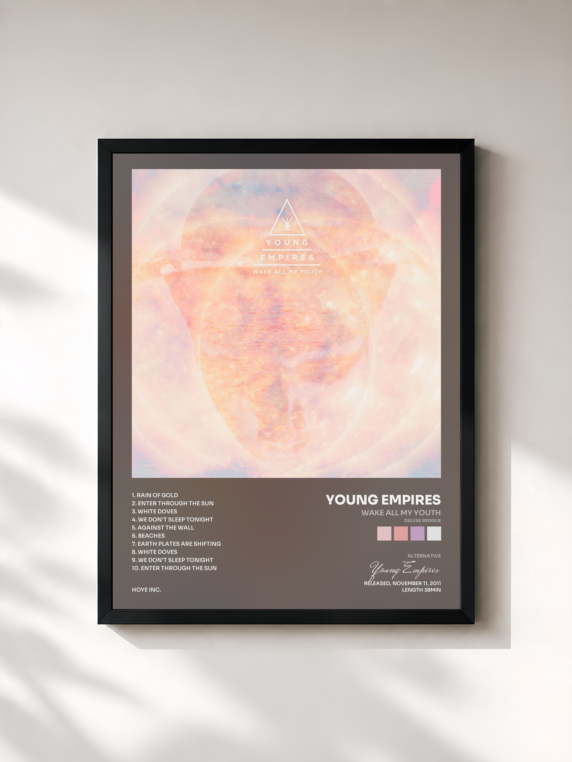 #noir Tableau de l'album Wake All My Youth (Deluxe Reissue) de Young Empires, cadre noir, imprimé et encadré en France
