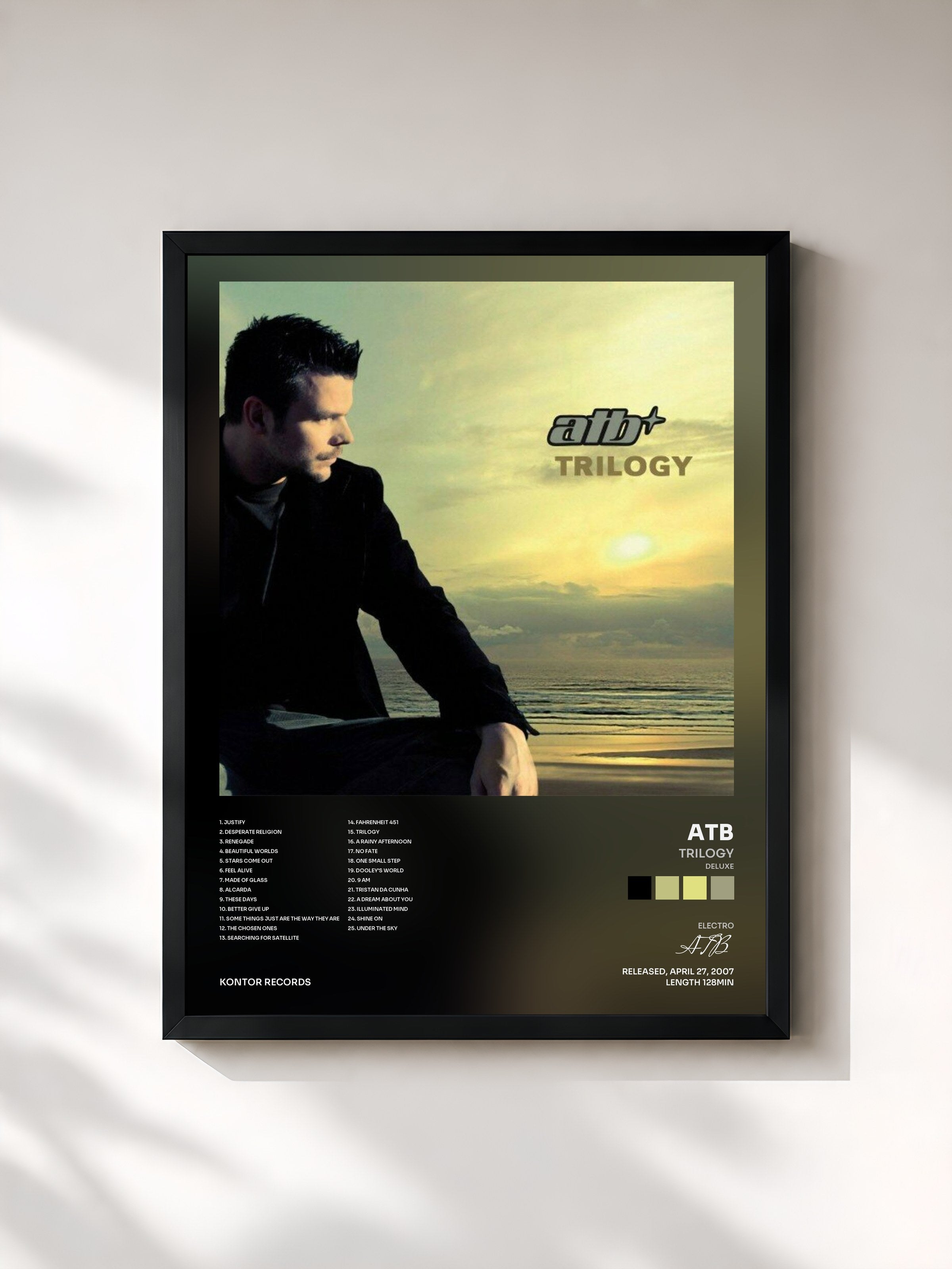#noir Tableau de l'album Trilogy (Deluxe) de ATB, cadre noir, imprimé et encadré en France