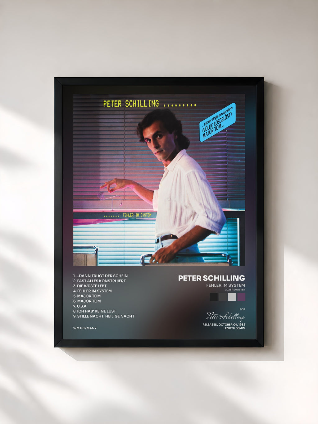 #noir Tableau de l'album Fehler im System (2023 Remaster) de Peter Schilling, cadre noir, imprimé et encadré en France