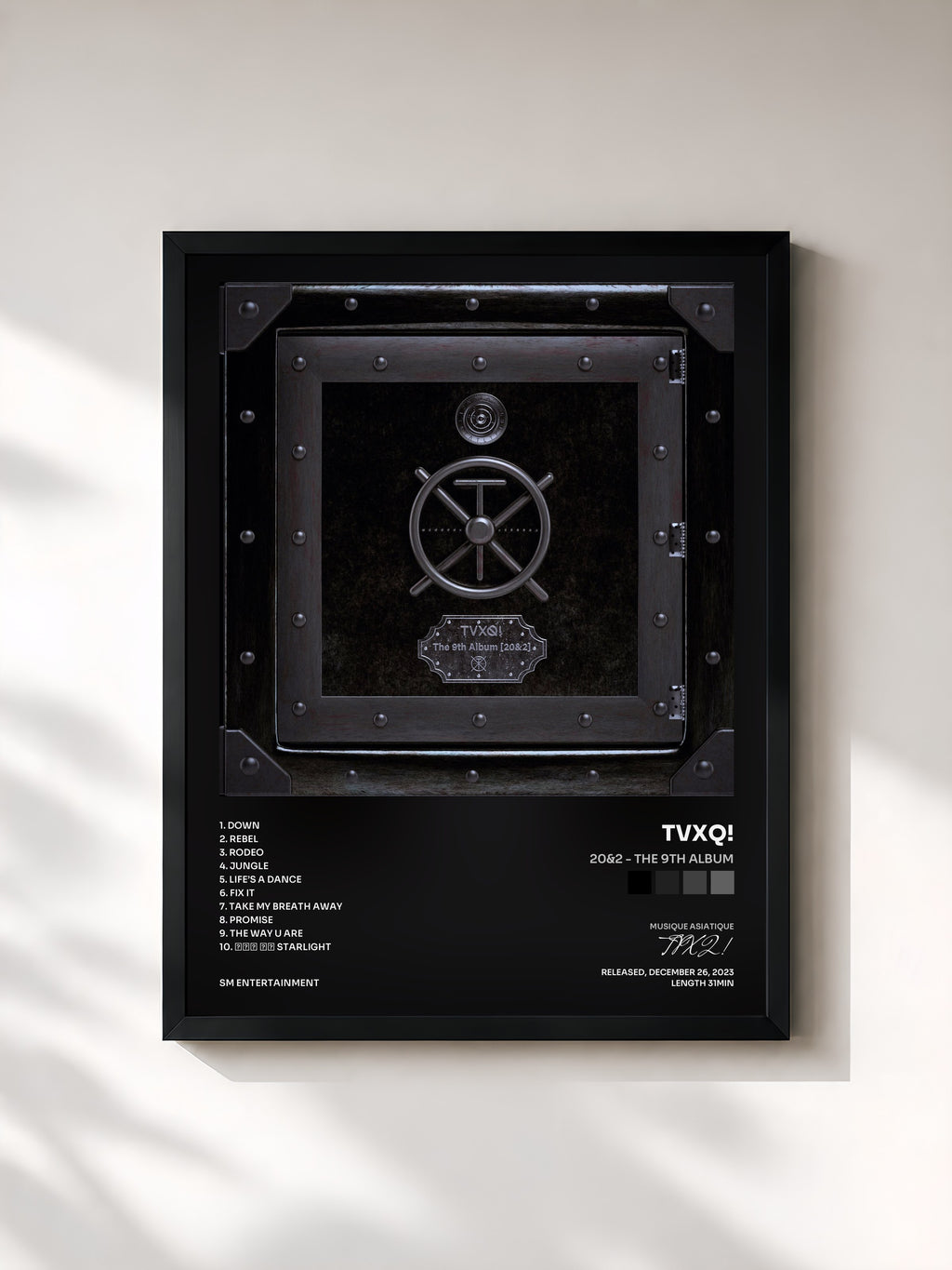 #noir Tableau de l'album 20&2 - The 9th Album de TVXQ!, cadre noir, imprimé et encadré en France