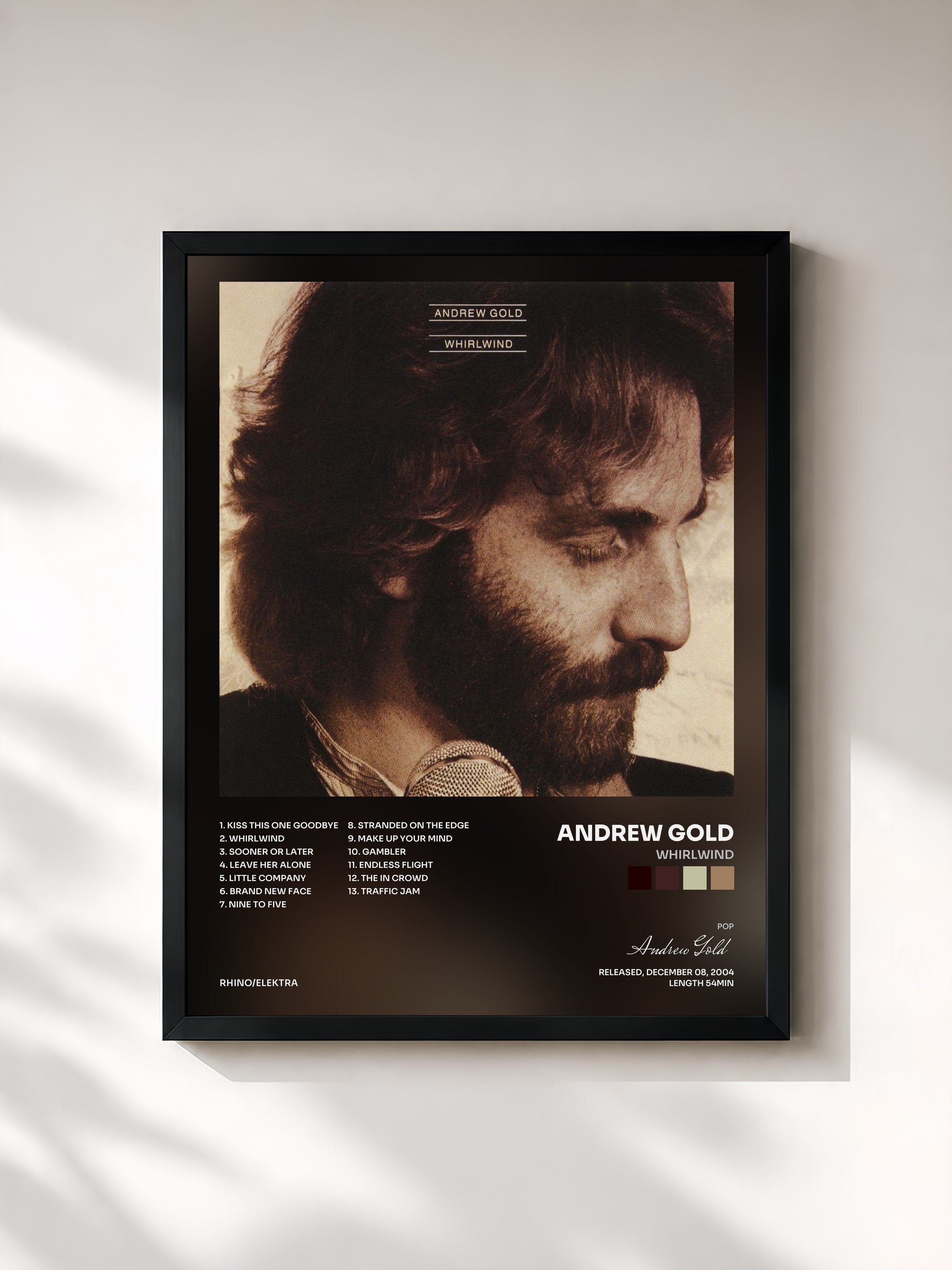#noir Tableau de l'album Whirlwind de Andrew Gold, cadre noir, imprimé et encadré en France