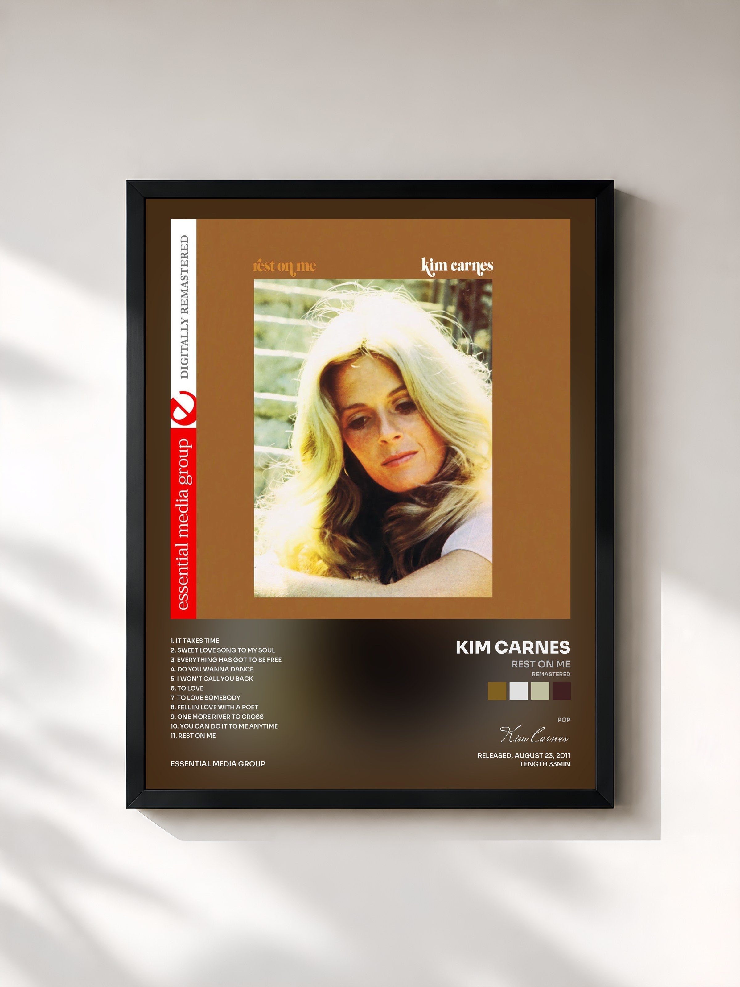 #noir Tableau de l'album Rest on Me (Remastered) de Kim Carnes, cadre noir, imprimé et encadré en France
