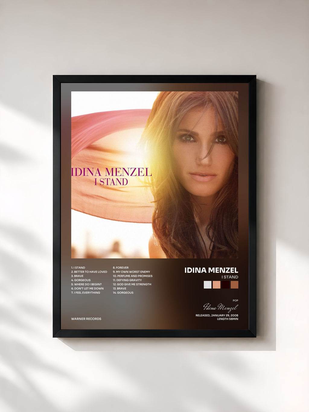 #noir Tableau de l'album I Stand de Idina Menzel, cadre noir, imprimé et encadré en France