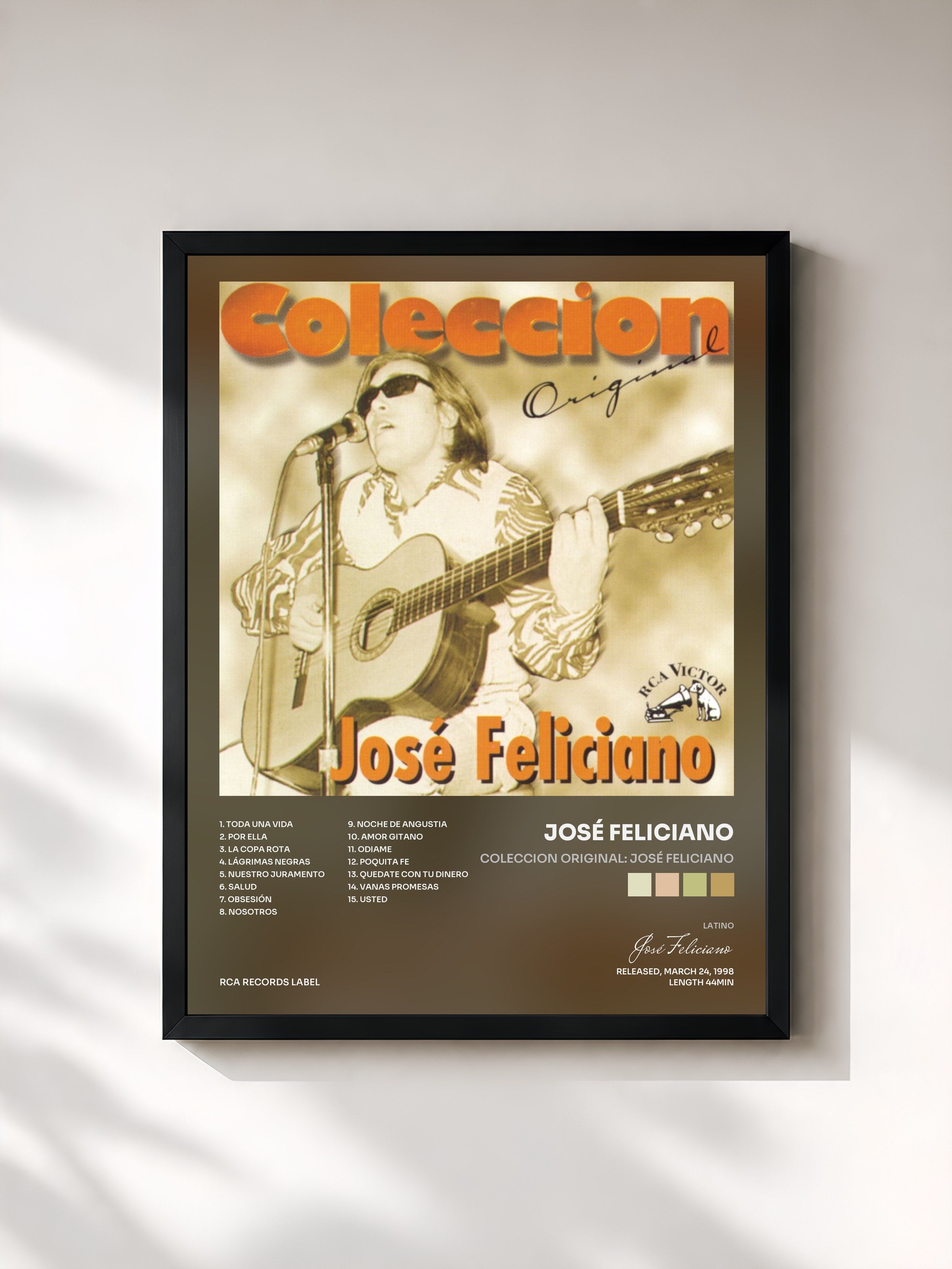 #noir Tableau de l'album Coleccion Original: José Feliciano de José Feliciano, cadre noir, imprimé et encadré en France