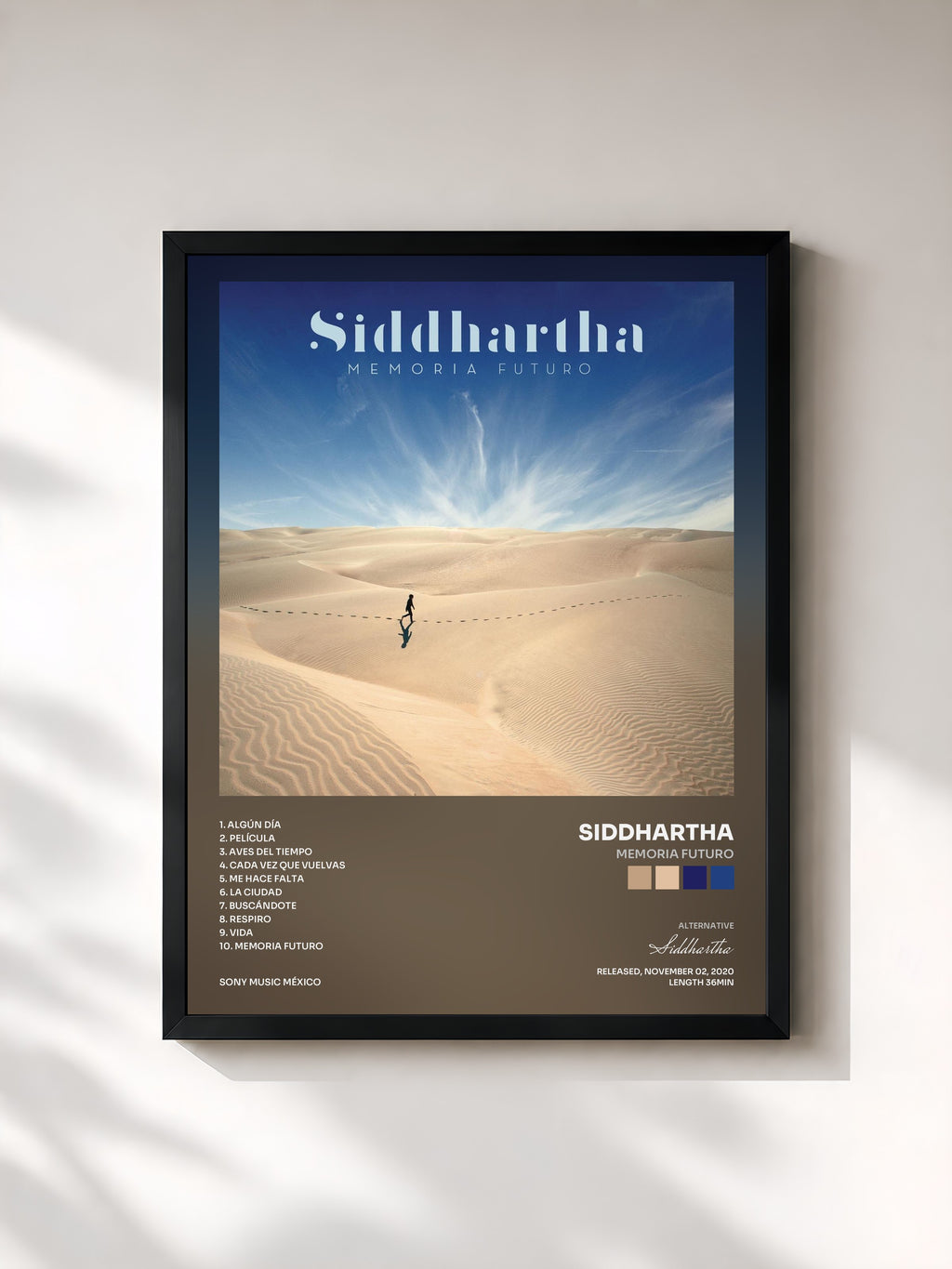 #noir Tableau de l'album MEMORIA FUTURO de Siddhartha, cadre noir, imprimé et encadré en France