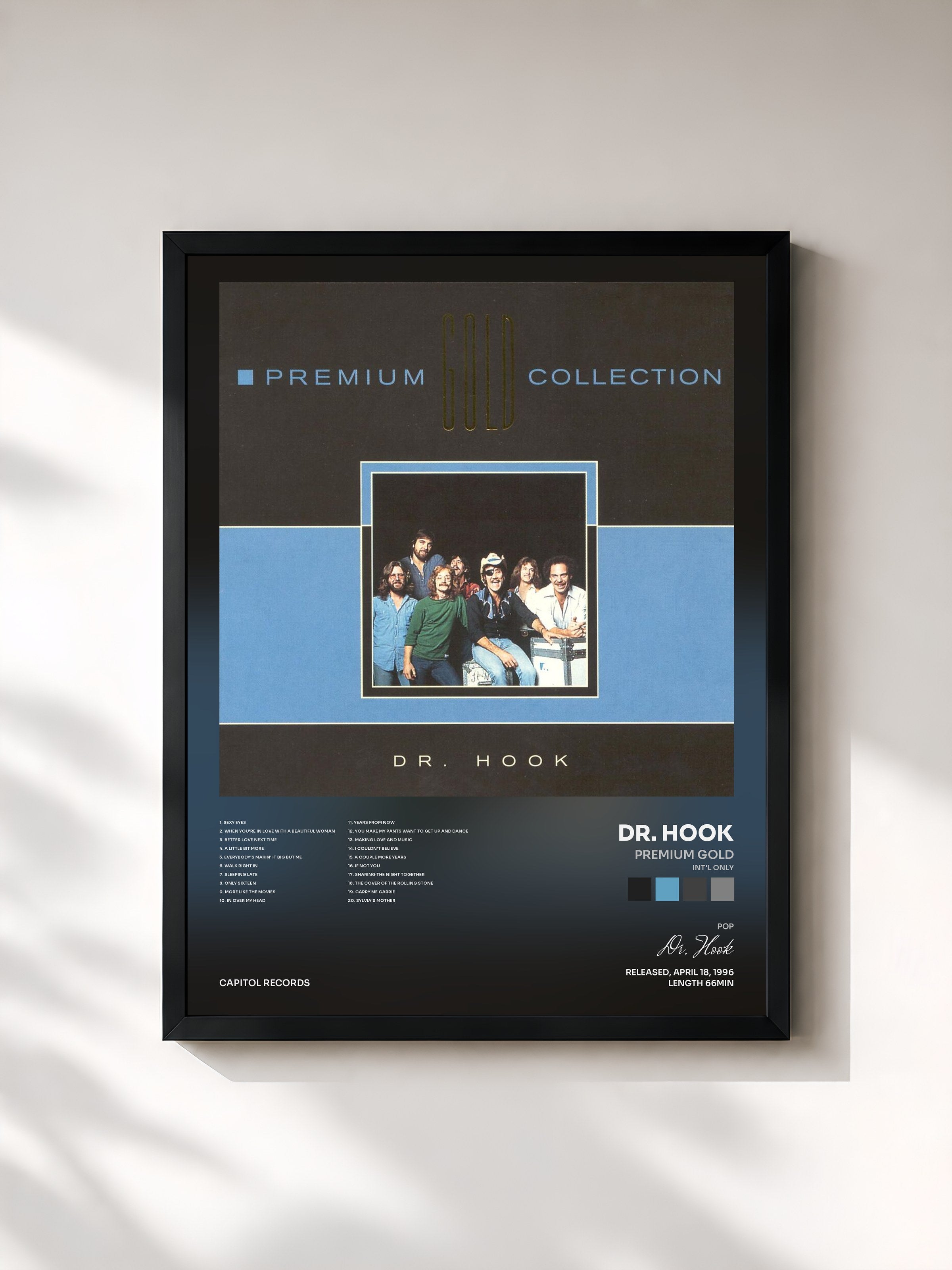 #noir Tableau de l'album Premium Gold (Int'l Only) de Dr. Hook, cadre noir, imprimé et encadré en France