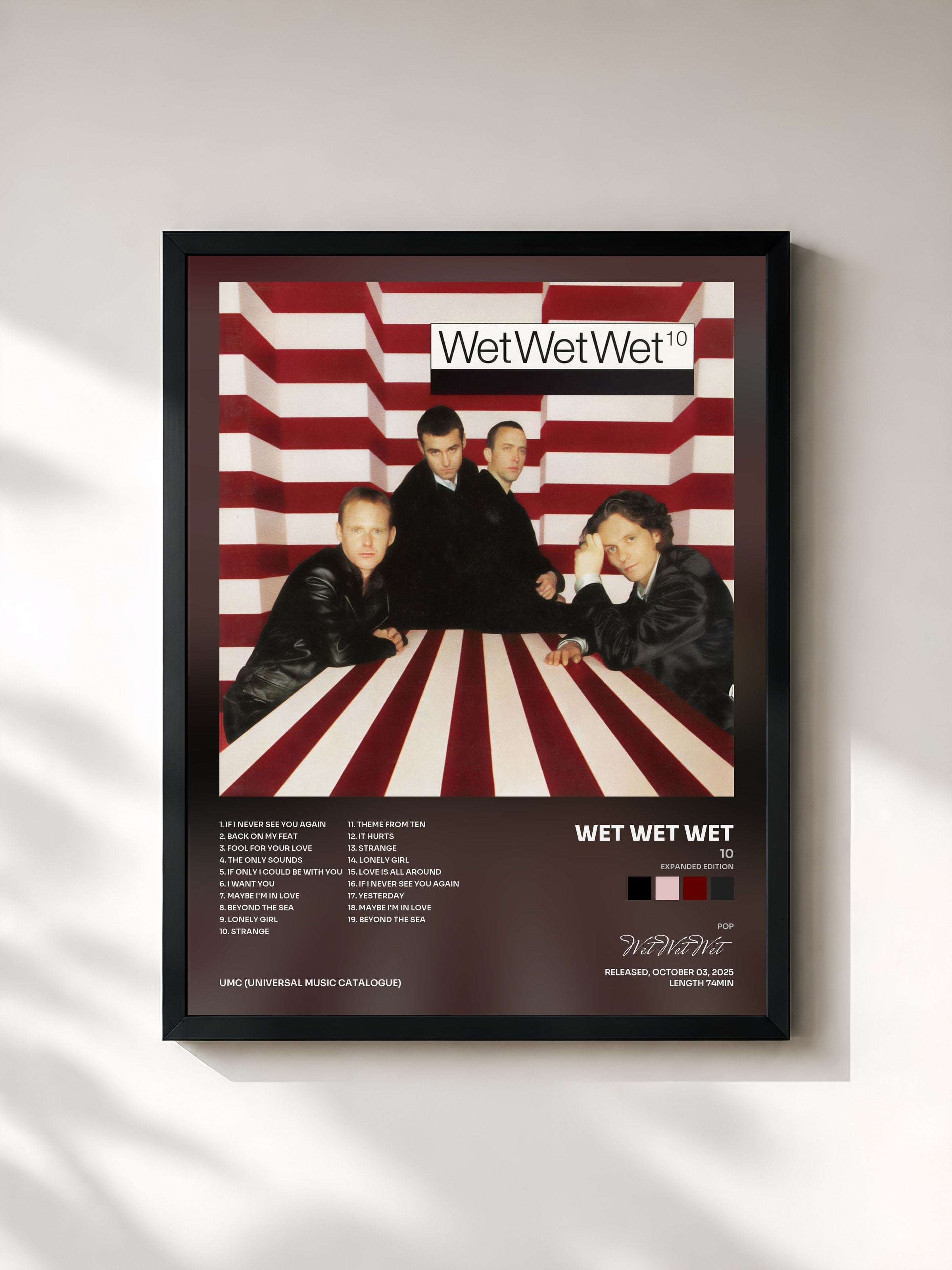#noir Tableau de l'album 10 (Expanded Edition) de Wet Wet Wet, cadre noir, imprimé et encadré en France