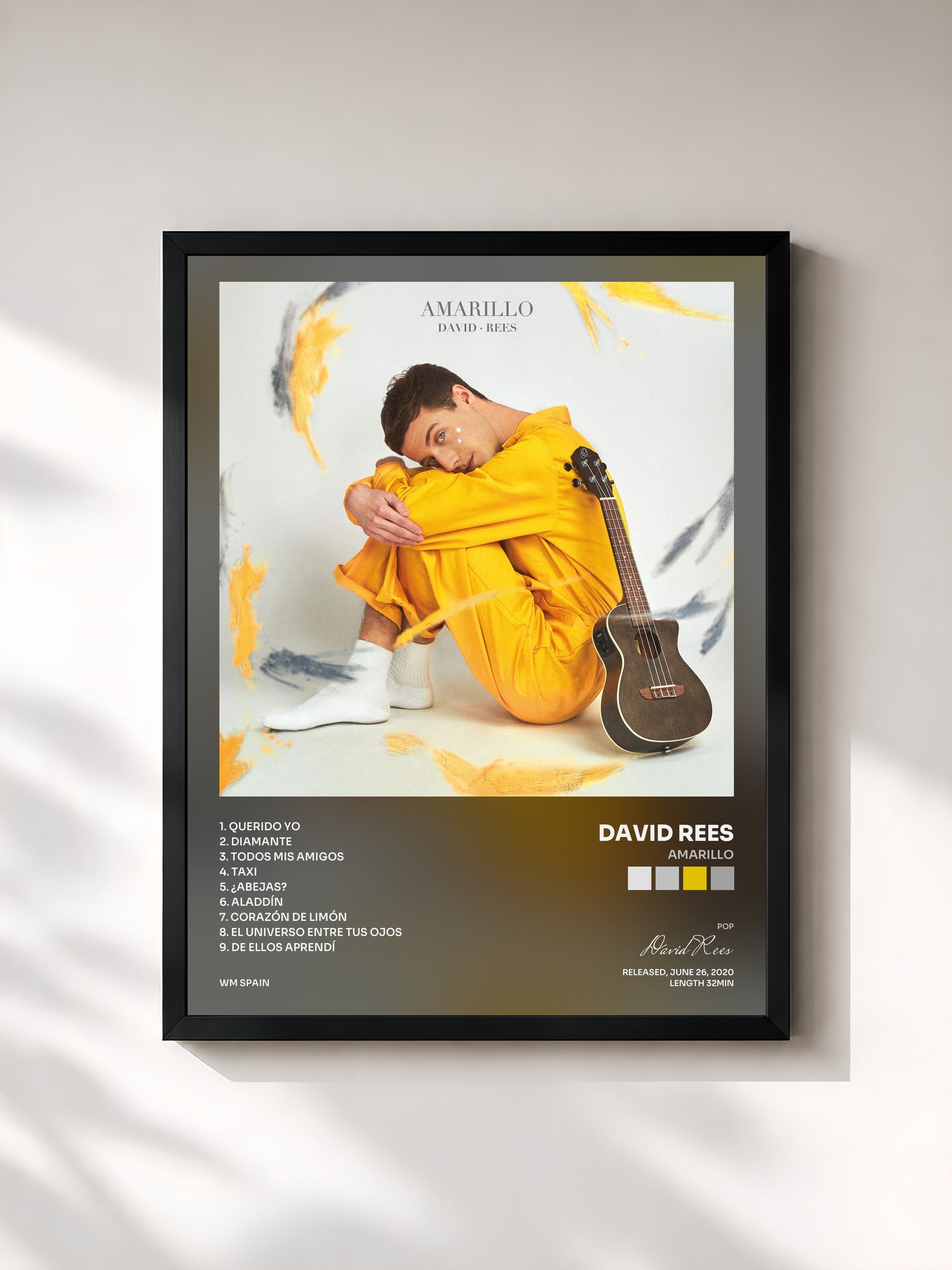 #noir Tableau de l'album Amarillo de David Rees, cadre noir, imprimé et encadré en France
