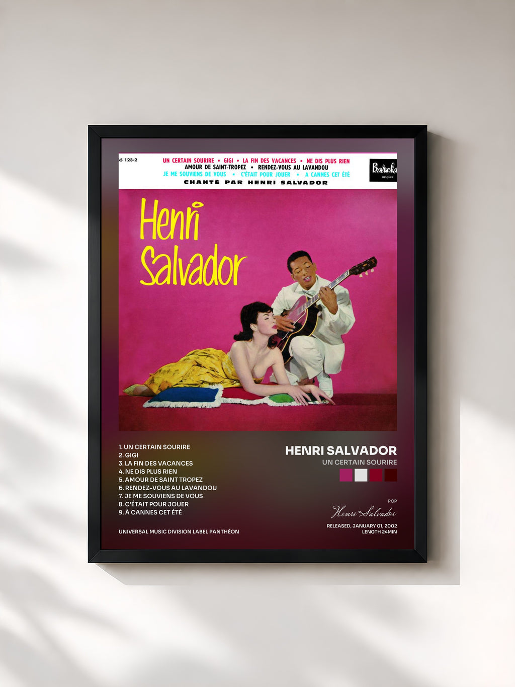 #noir Un Certain Sourire di Henri Salvador in stampa incorniciata, cornice nera, stampata e incorniciata in Francia