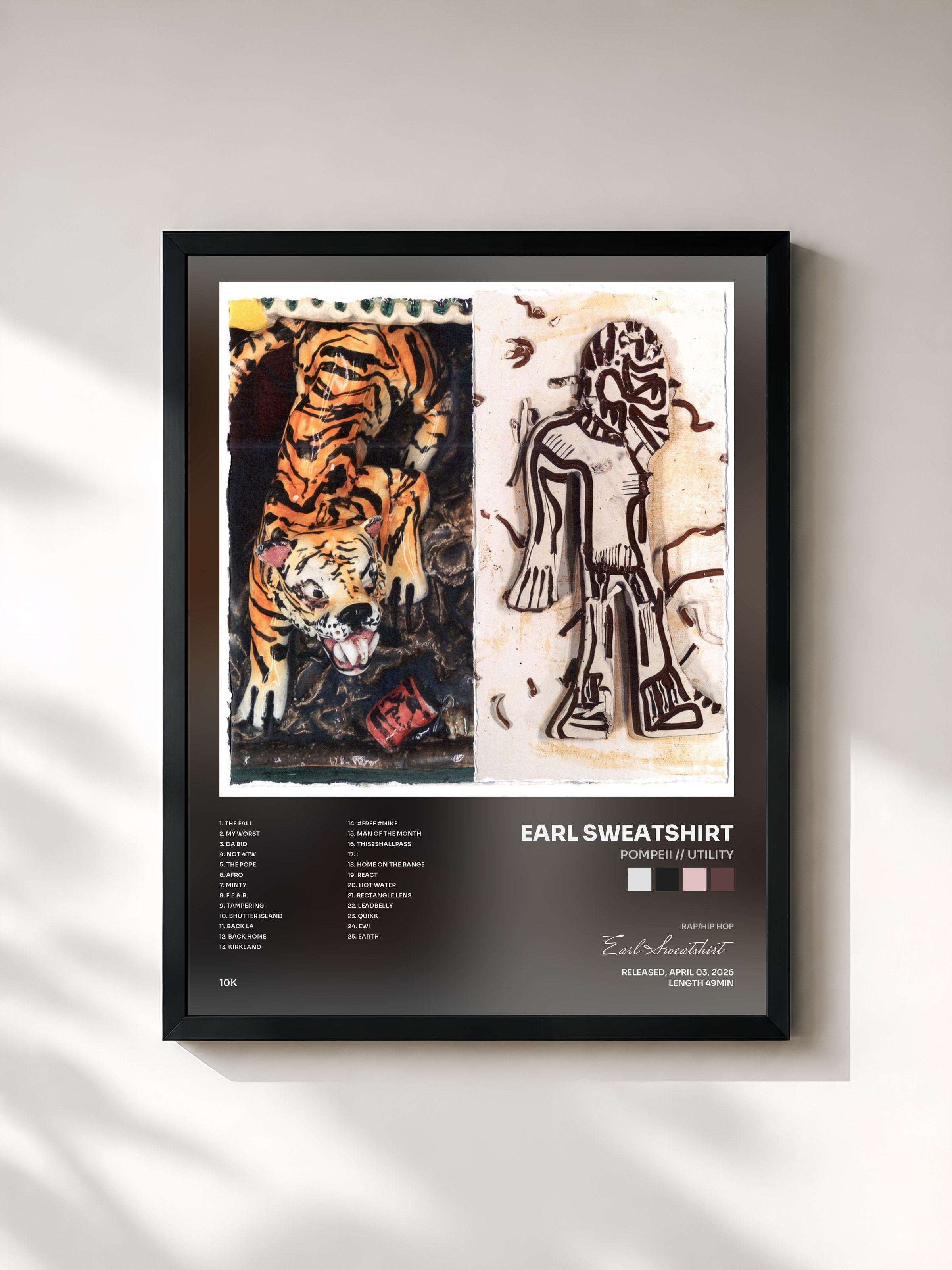 #noir Tableau de l'album POMPEII // UTILITY de Earl Sweatshirt, cadre noir, imprimé et encadré en France