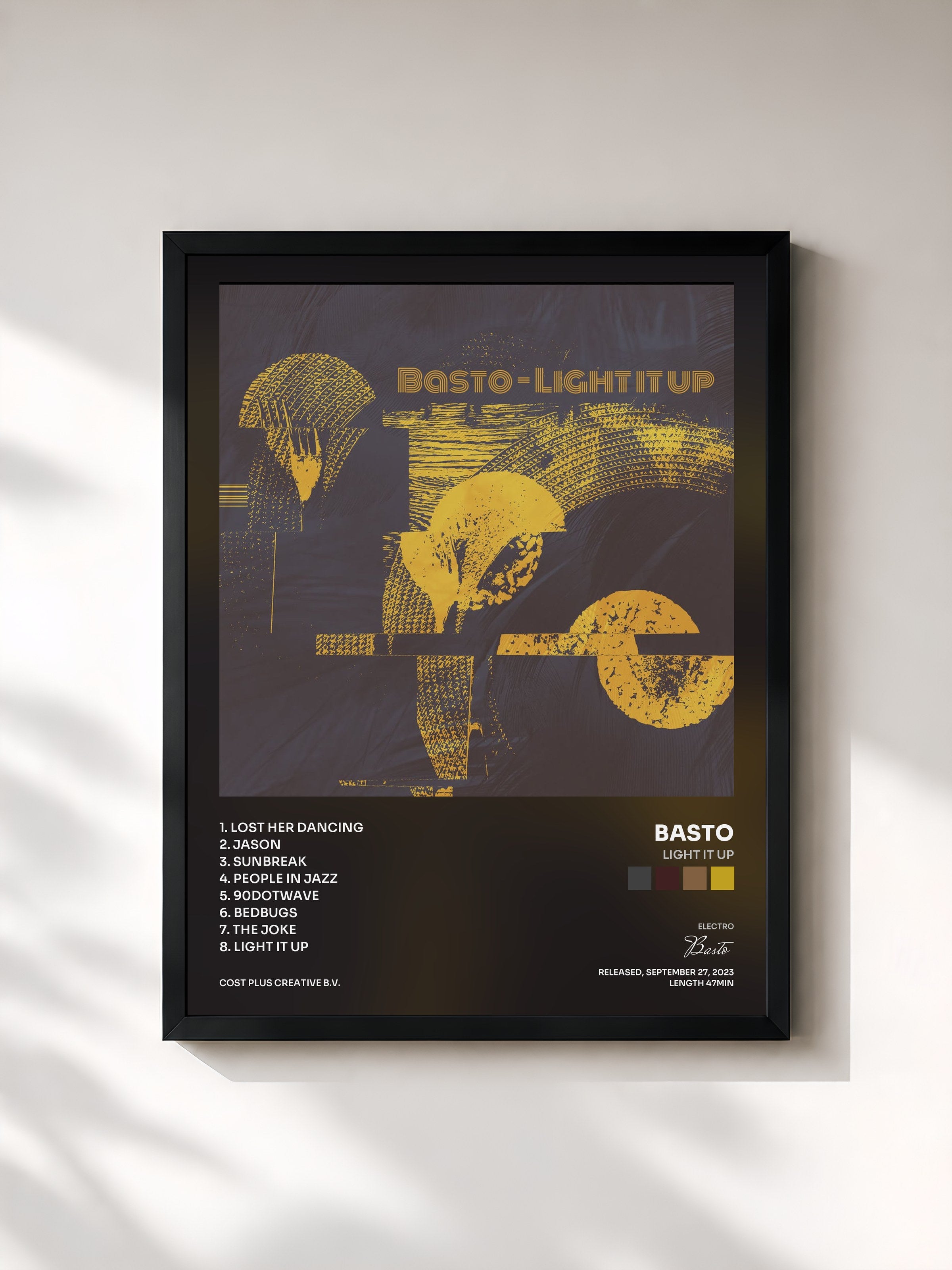 #noir Tableau de l'album Light It Up de Basto, cadre noir, imprimé et encadré en France