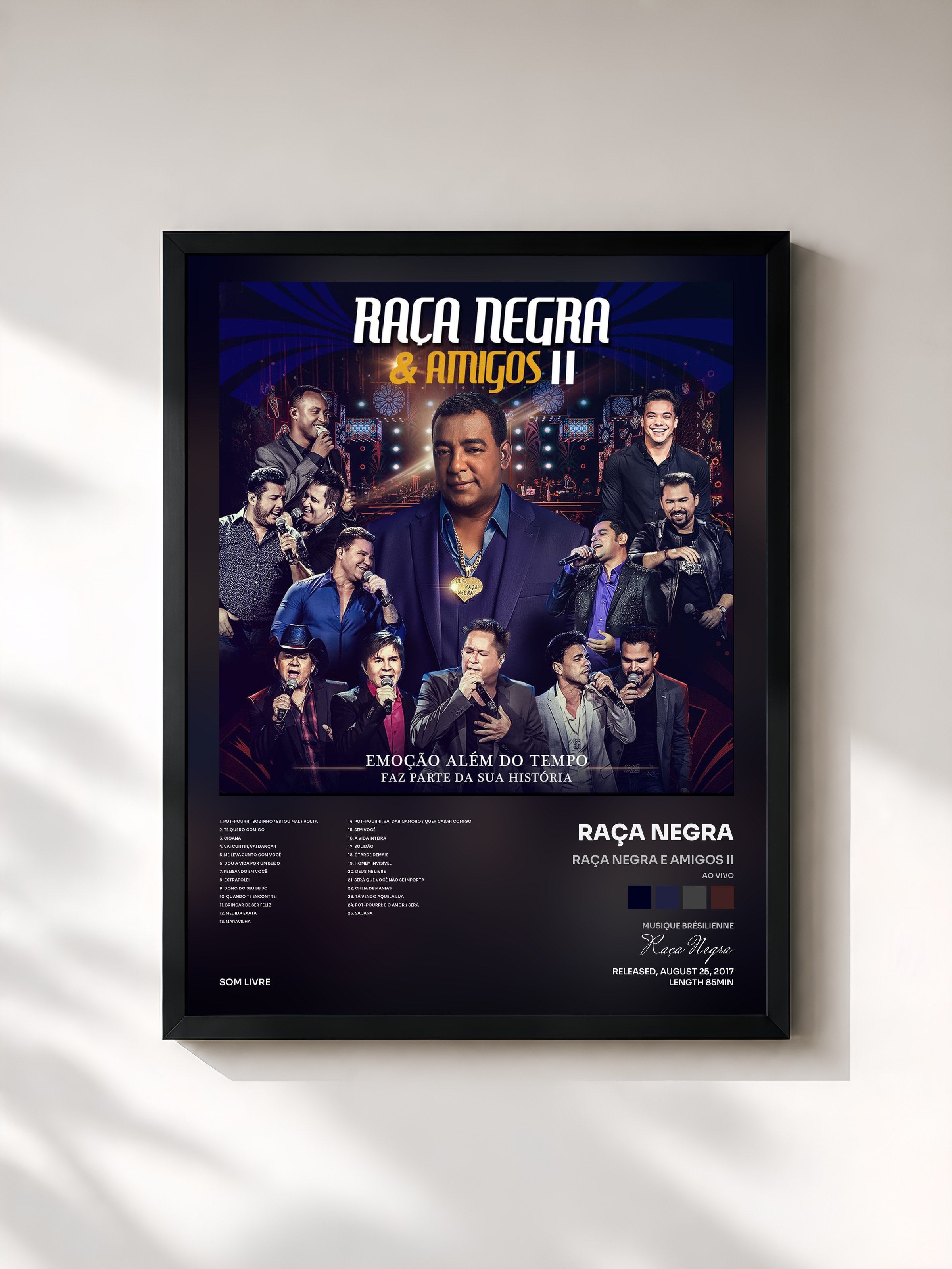 #noir Tableau de l'album Raça Negra e Amigos II (Ao Vivo) de Raça Negra, cadre noir, imprimé et encadré en France