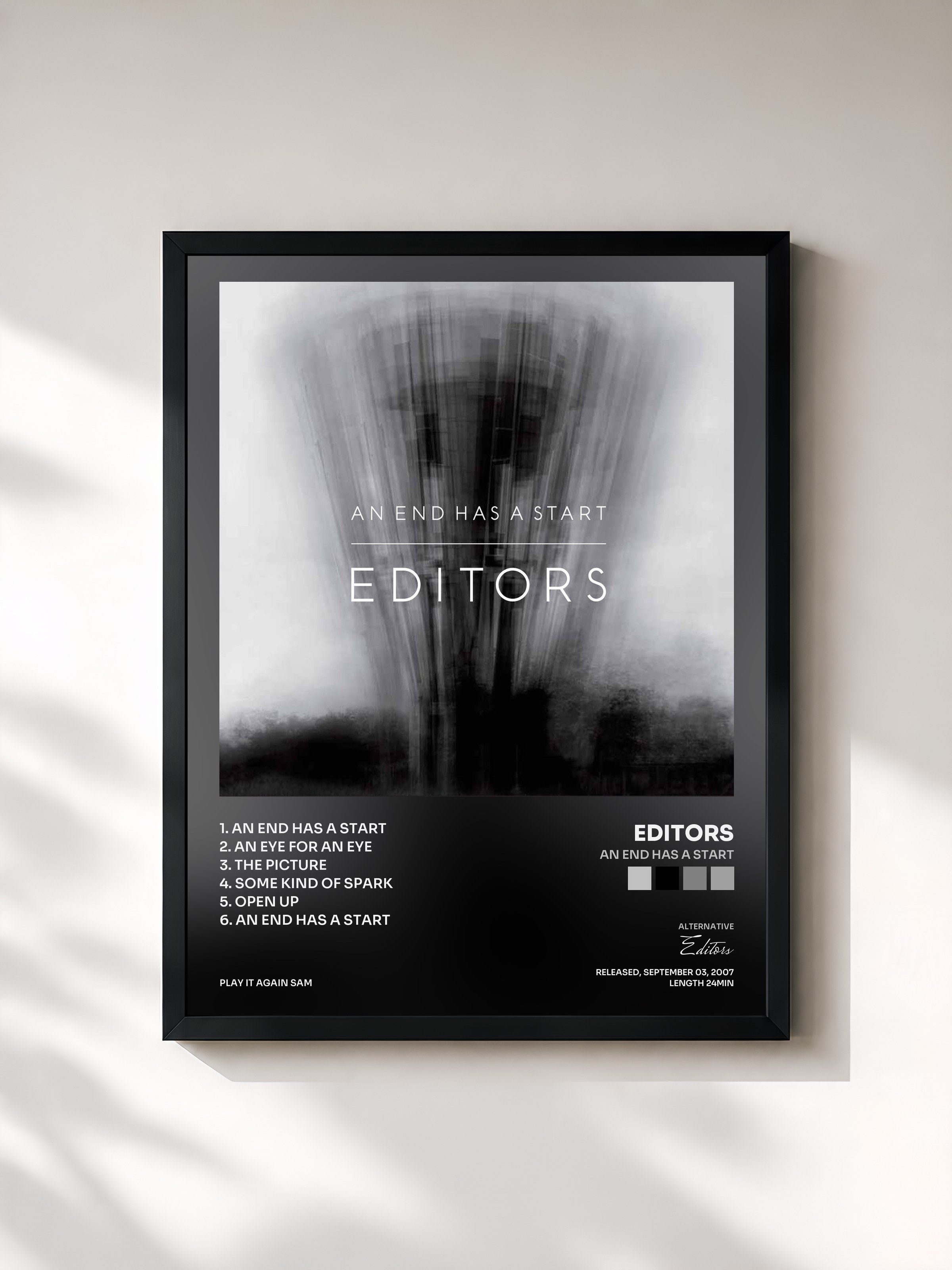 #noir Tableau de l'album An End Has A Start de Editors, cadre noir, imprimé et encadré en France