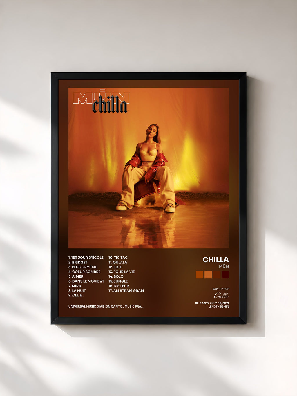#noir Tableau de l'album Mūn de Chilla, cadre noir, imprimé et encadré en France