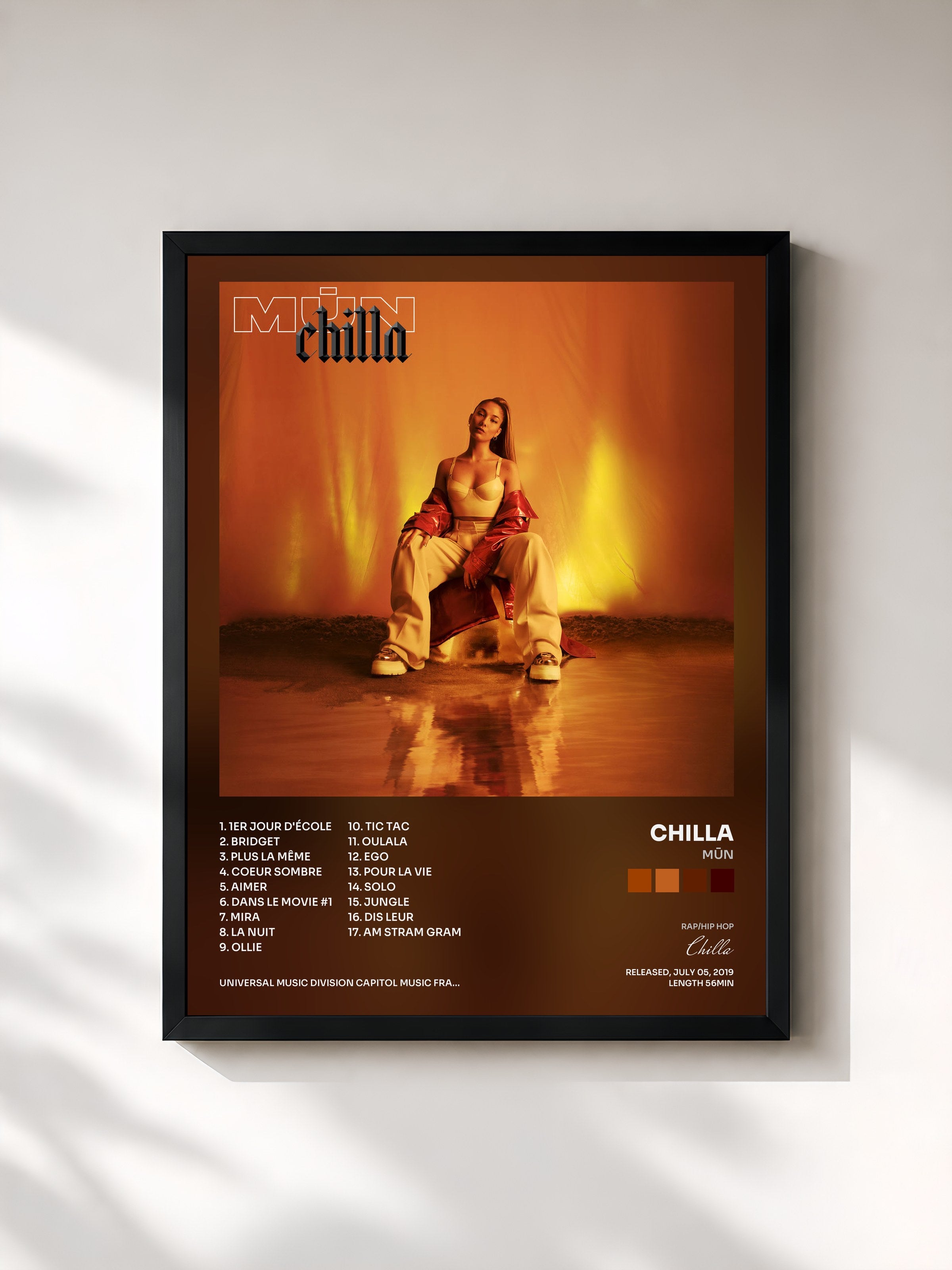 #noir Tableau de l'album Mūn de Chilla, cadre noir, imprimé et encadré en France