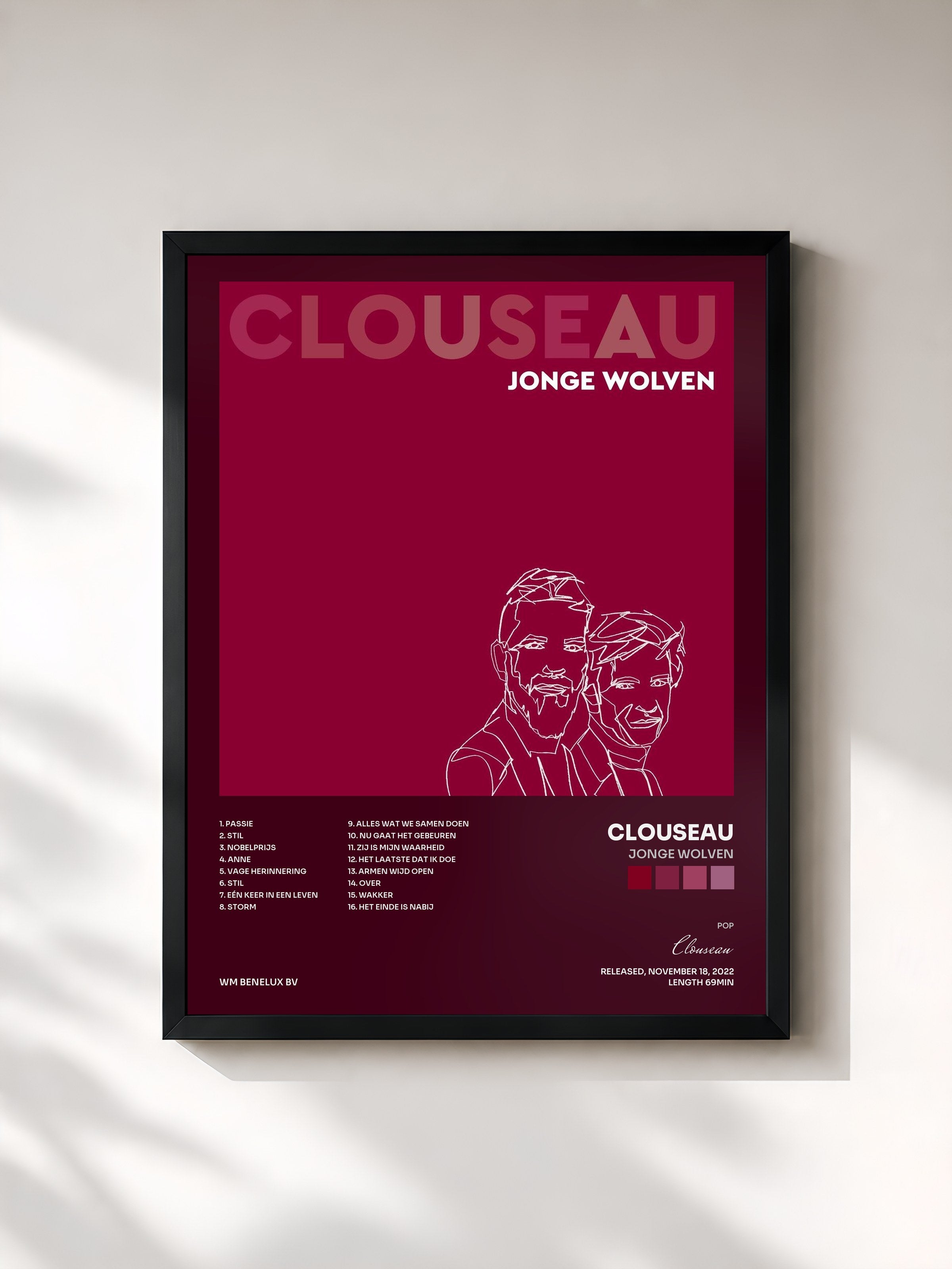 #noir Tableau de l'album Jonge Wolven de Clouseau, cadre noir, imprimé et encadré en France