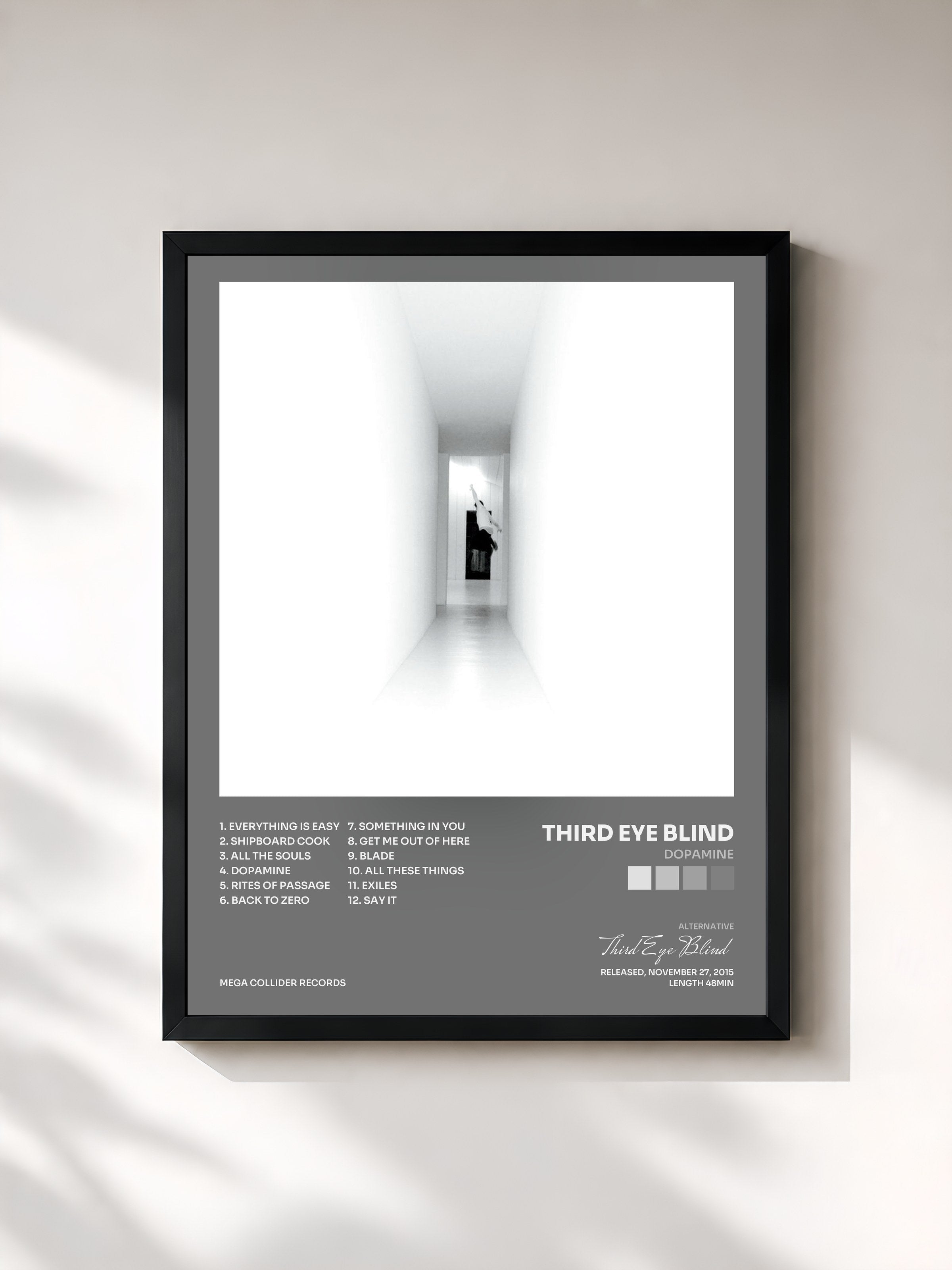 #noir Tableau de l'album Dopamine de Third Eye Blind, cadre noir, imprimé et encadré en France