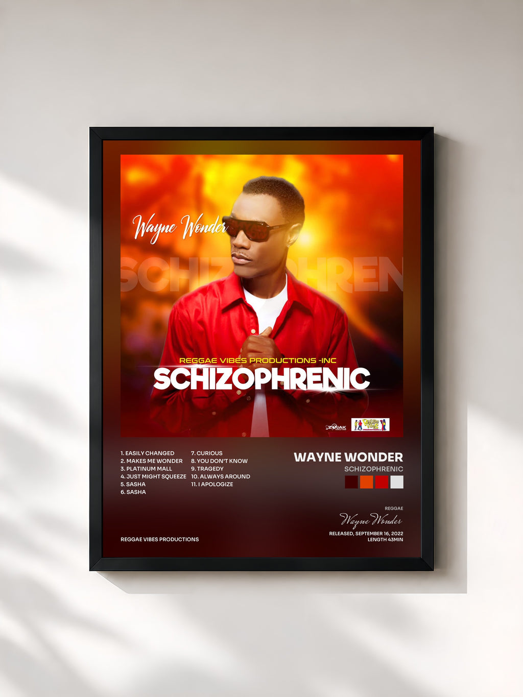 #noir Tableau de l'album Schizophrenic de Wayne Wonder, cadre noir, imprimé et encadré en France
