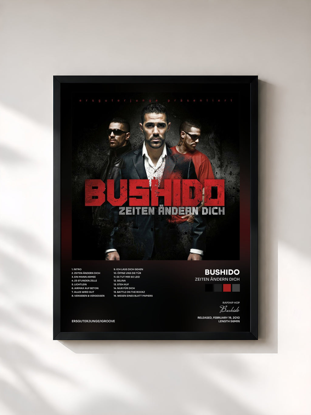 #noir Tableau de l'album Zeiten ändern dich de Bushido, cadre noir, imprimé et encadré en France