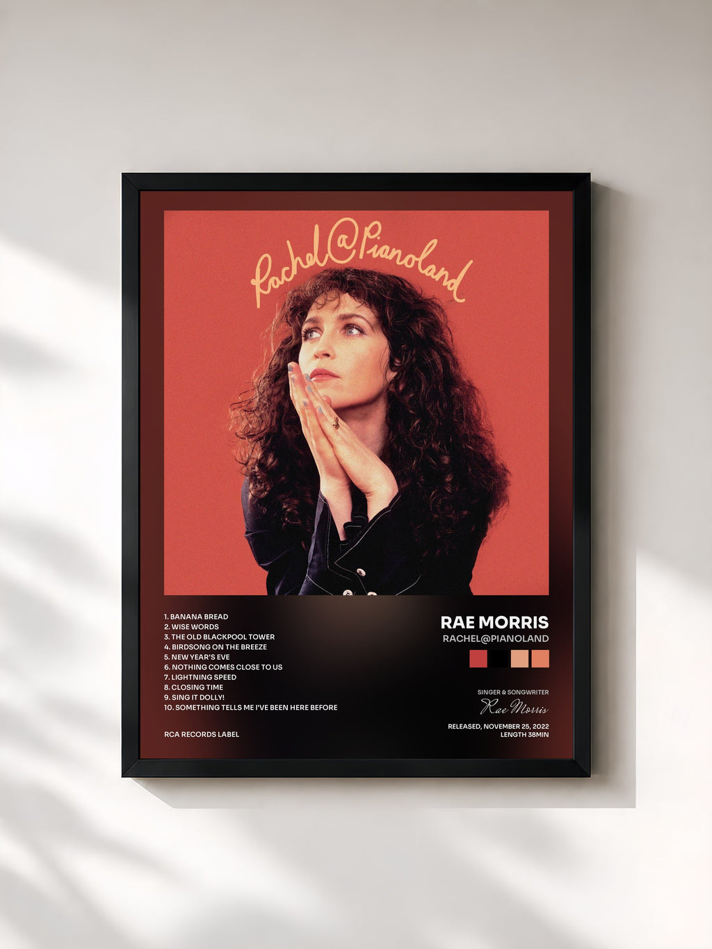 #noir Tableau de l'album Rachel@Pianoland de Rae Morris, cadre noir, imprimé et encadré en France