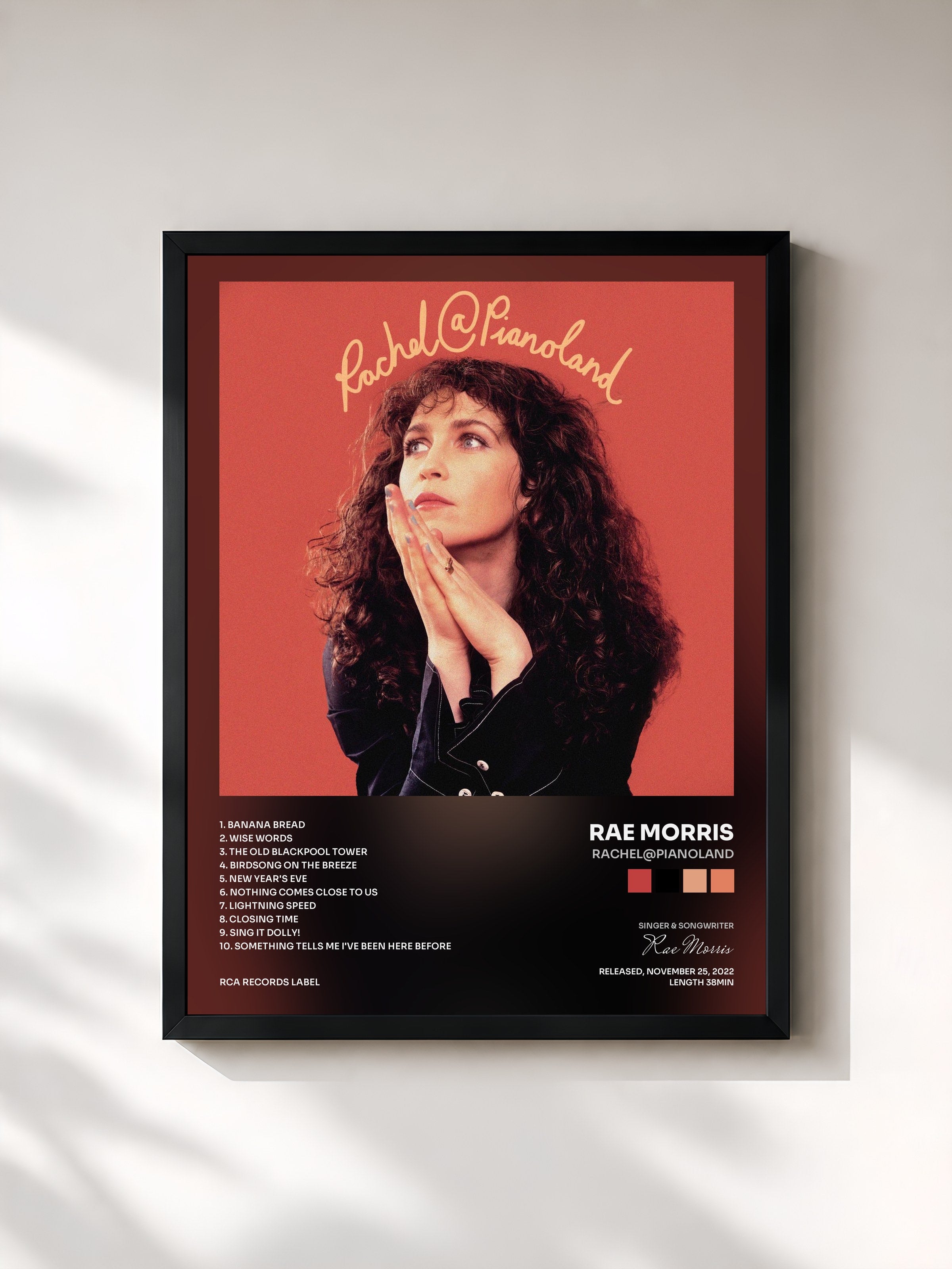 #noir Tableau de l'album Rachel@Pianoland de Rae Morris, cadre noir, imprimé et encadré en France