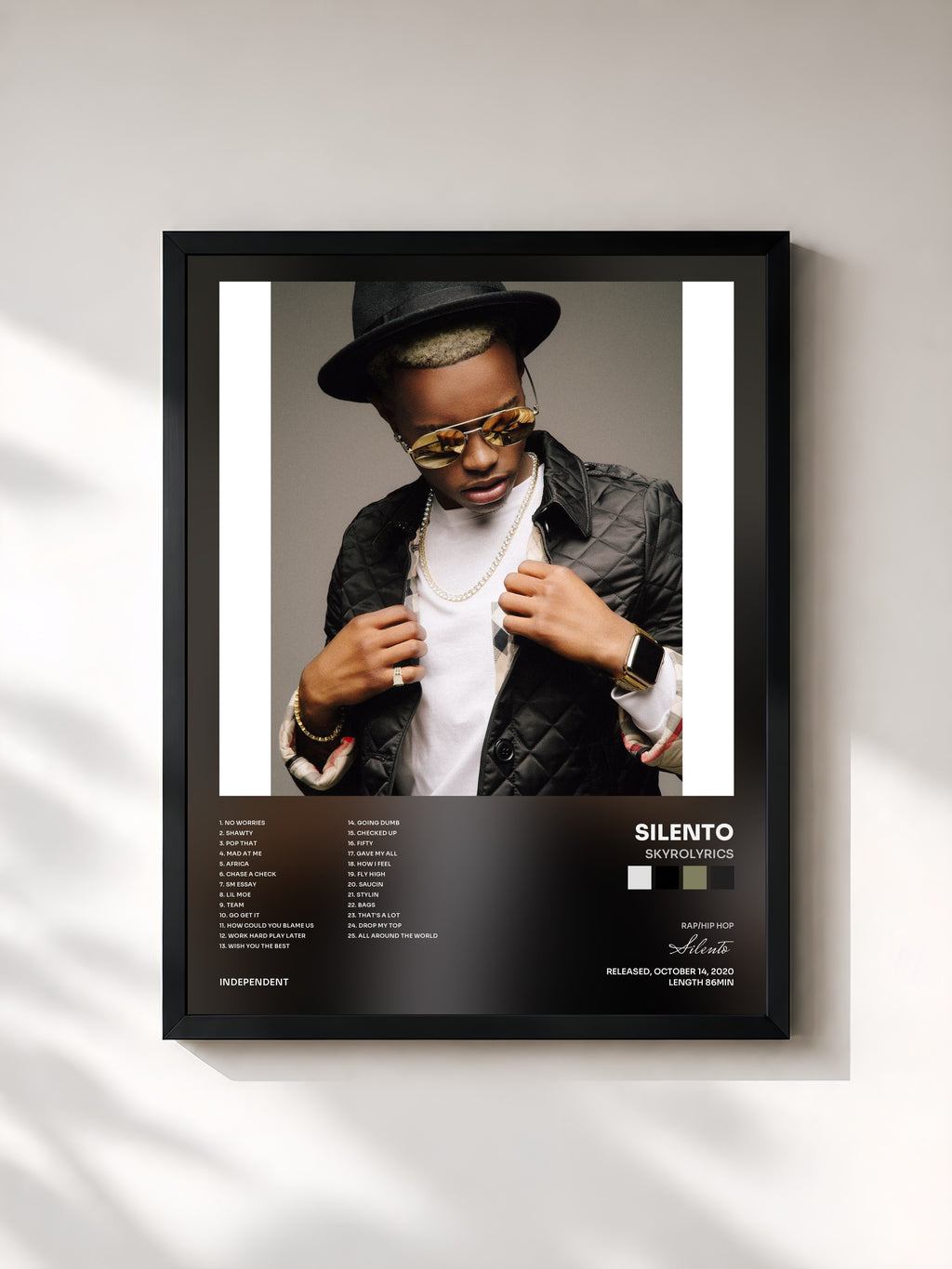 #noir Tableau de l'album SKYROLYRICS de Silento, cadre noir, imprimé et encadré en France