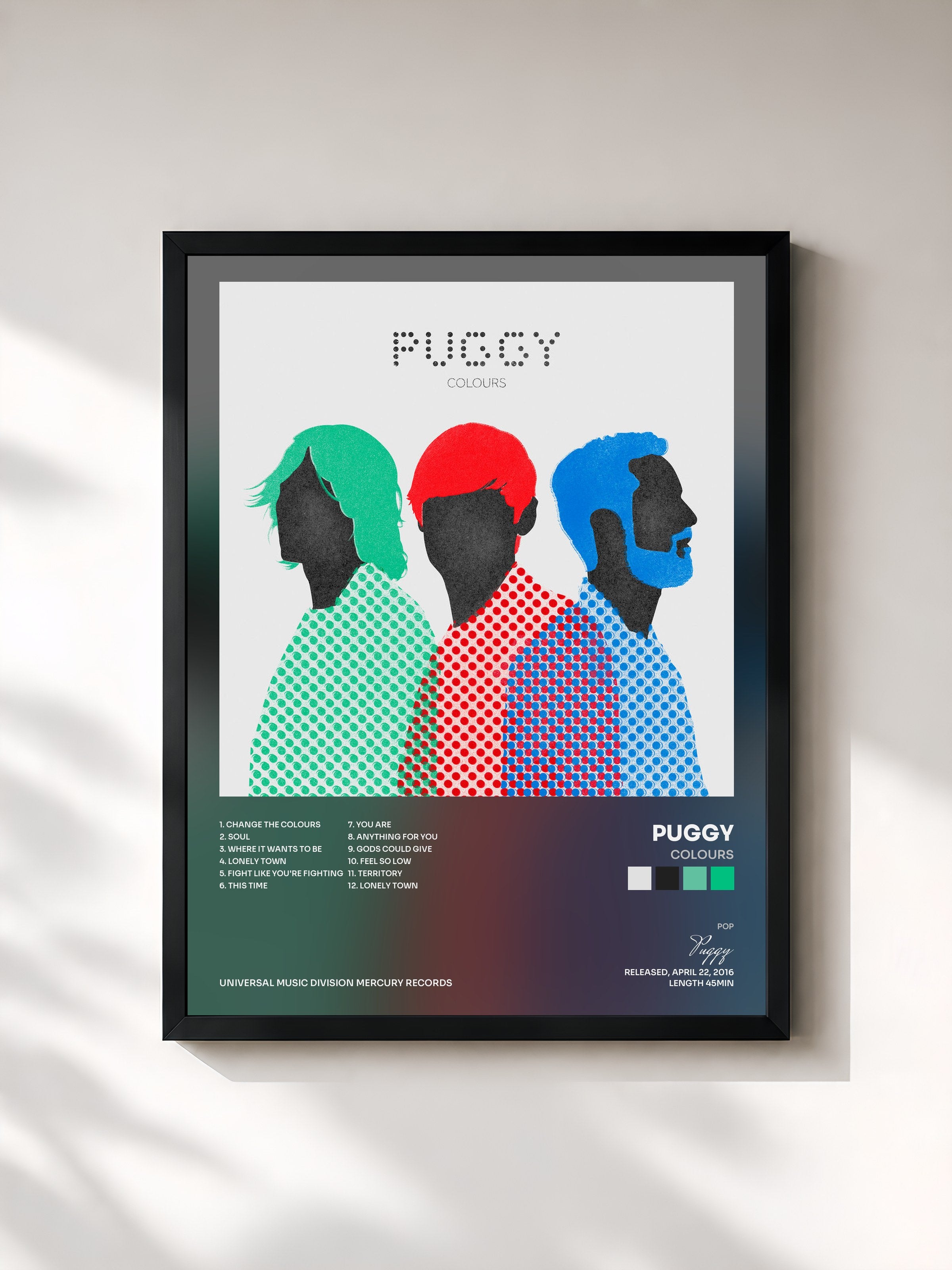 #noir Tableau de l'album Colours de Puggy, cadre noir, imprimé et encadré en France