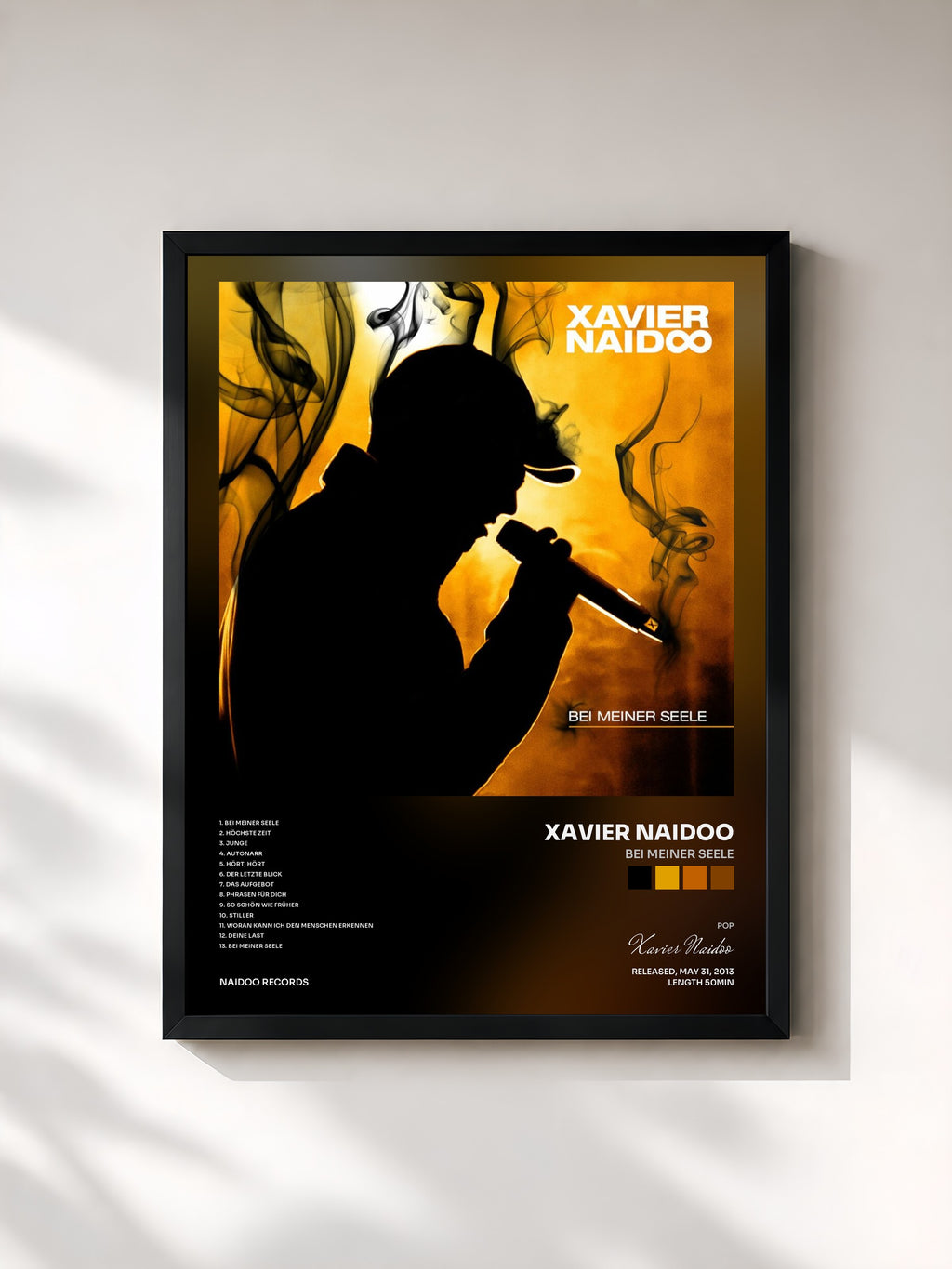 #noir Tableau de l'album Bei meiner Seele de Xavier Naidoo, cadre noir, imprimé et encadré en France