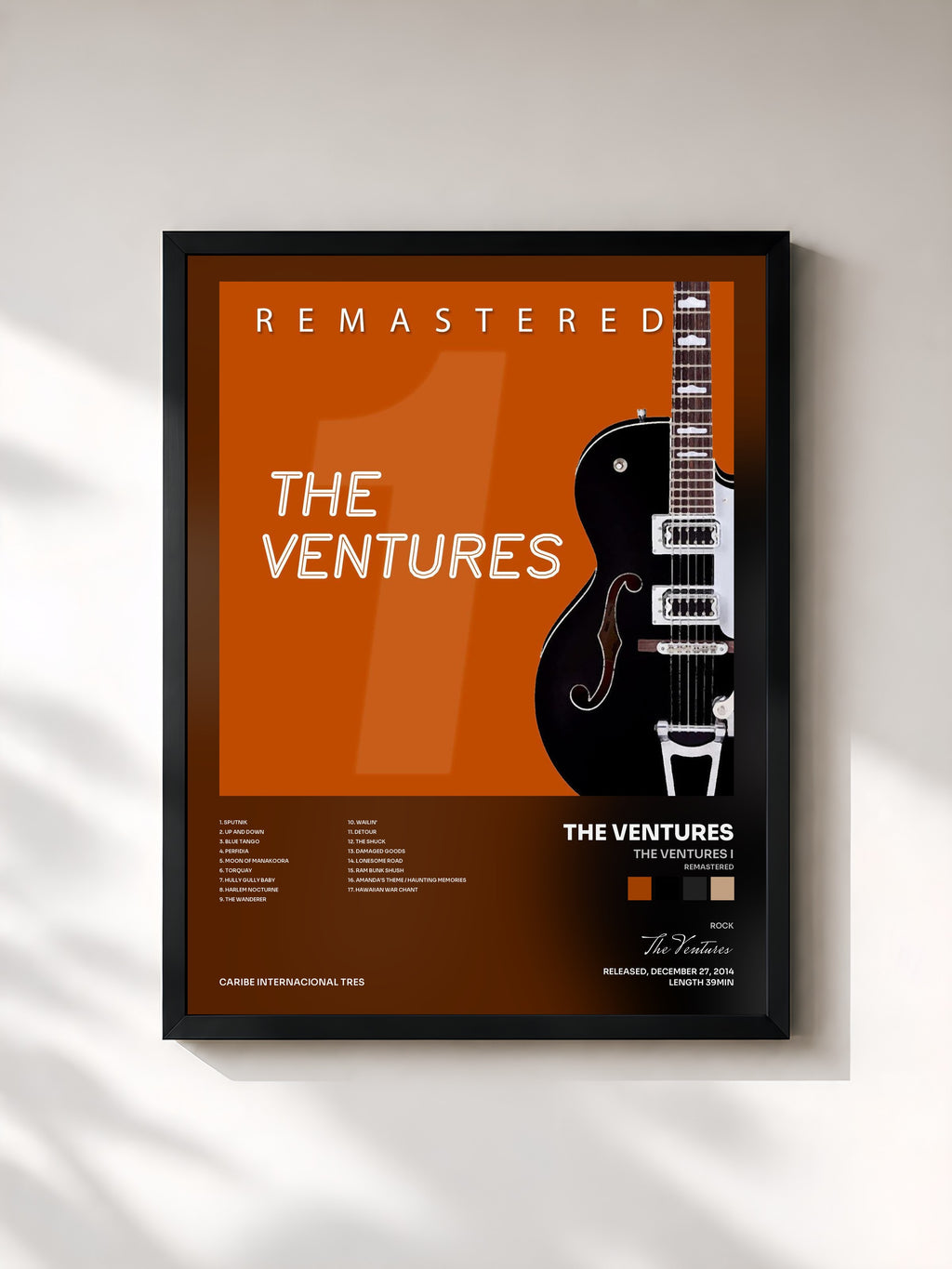 #noir Tableau de l'album The Ventures I (Remastered) de The Ventures, cadre noir, imprimé et encadré en France