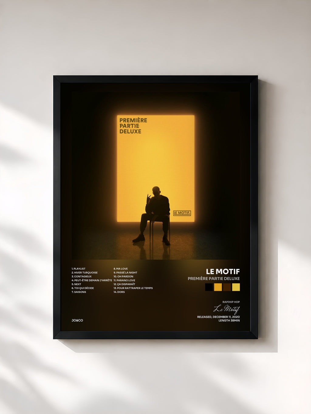 #noir Tableau de l'album Première Partie Deluxe de Le Motif, cadre noir, imprimé et encadré en France