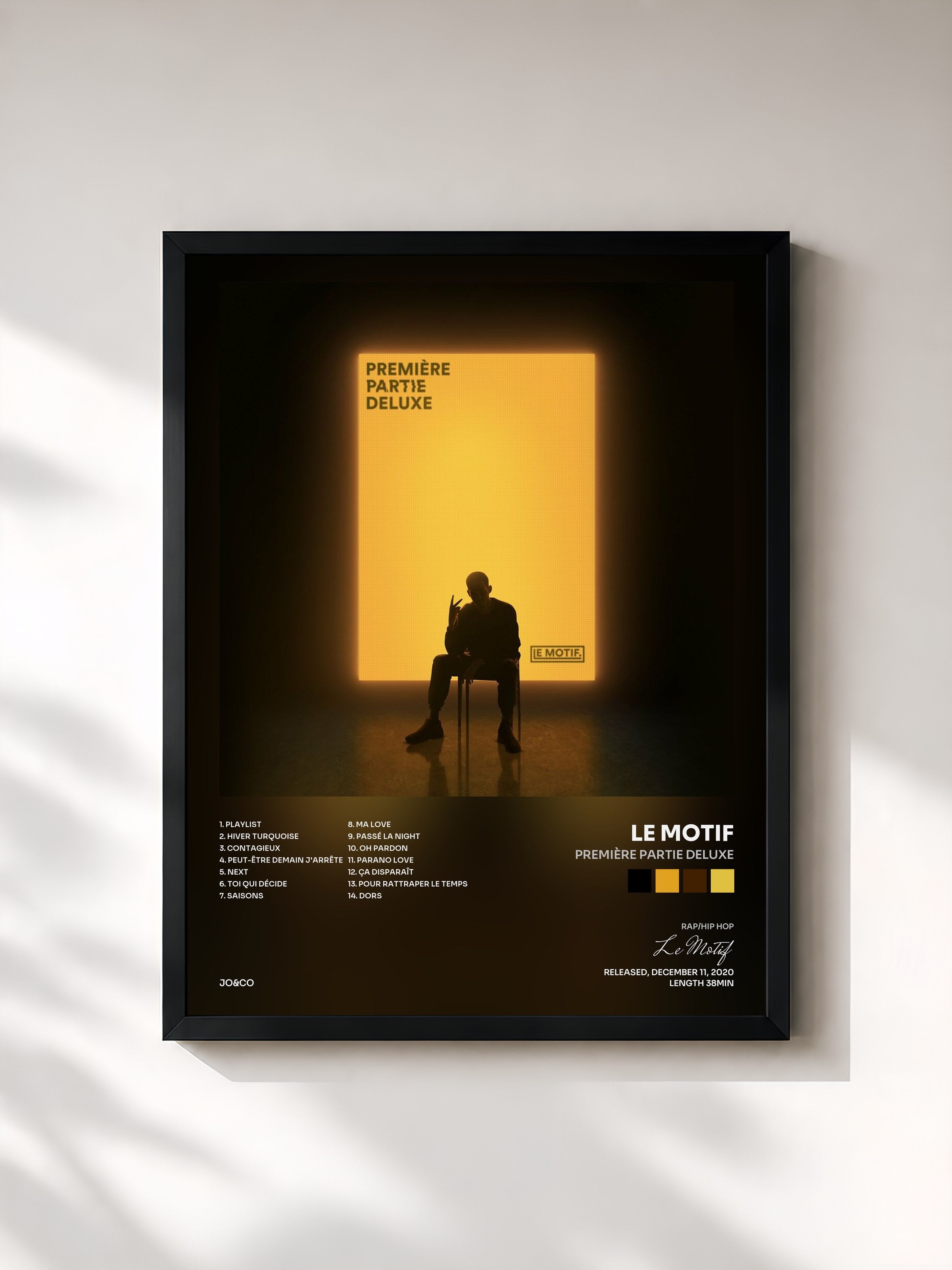 #noir Tableau de l'album Première Partie Deluxe de Le Motif, cadre noir, imprimé et encadré en France