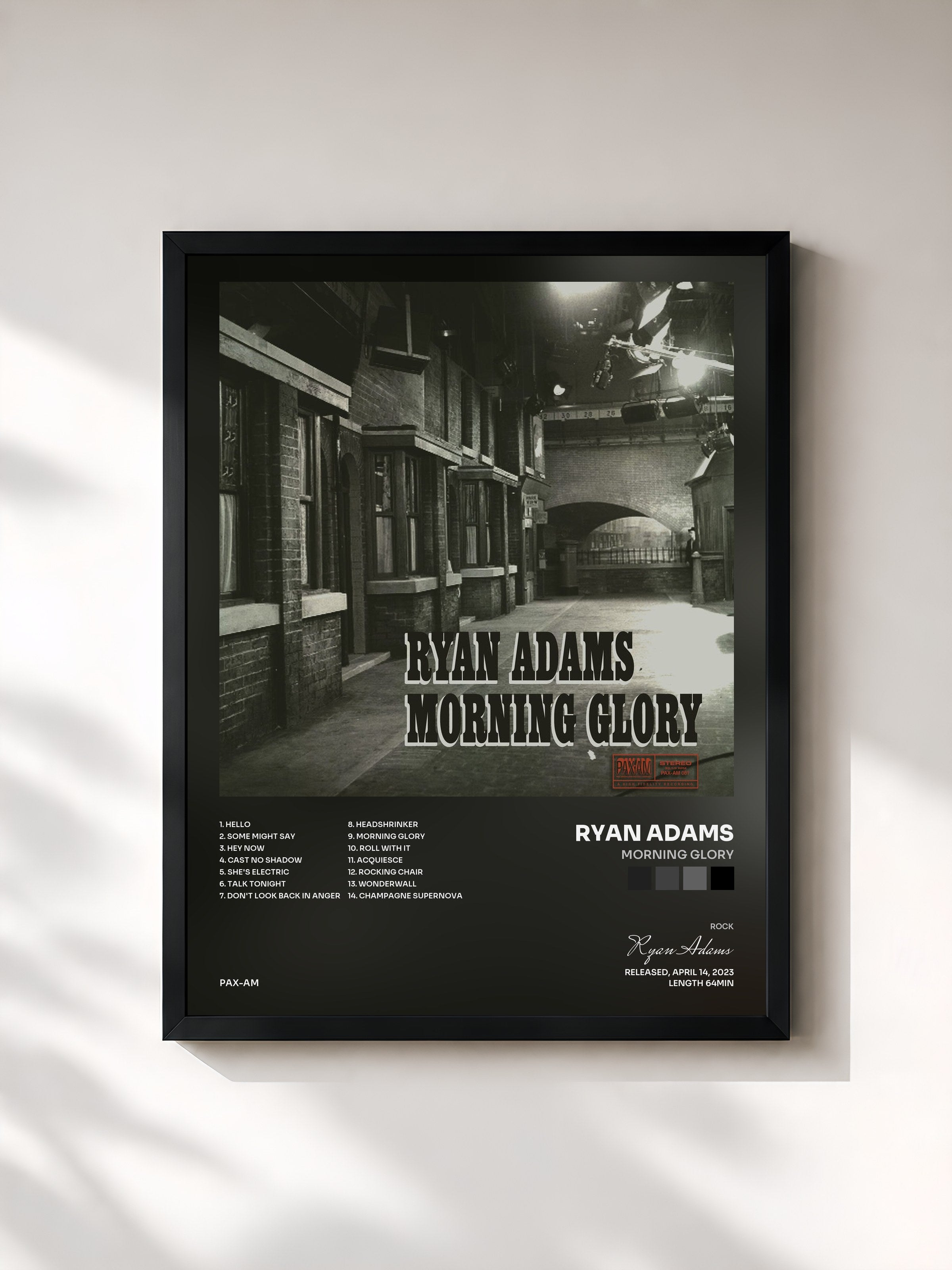 #noir Tableau de l'album Morning Glory de Ryan Adams, cadre noir, imprimé et encadré en France