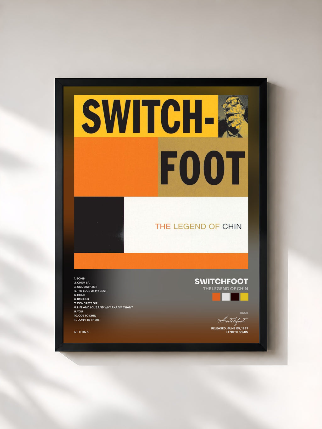 #noir Tableau de l'album The Legend Of Chin de Switchfoot, cadre noir, imprimé et encadré en France