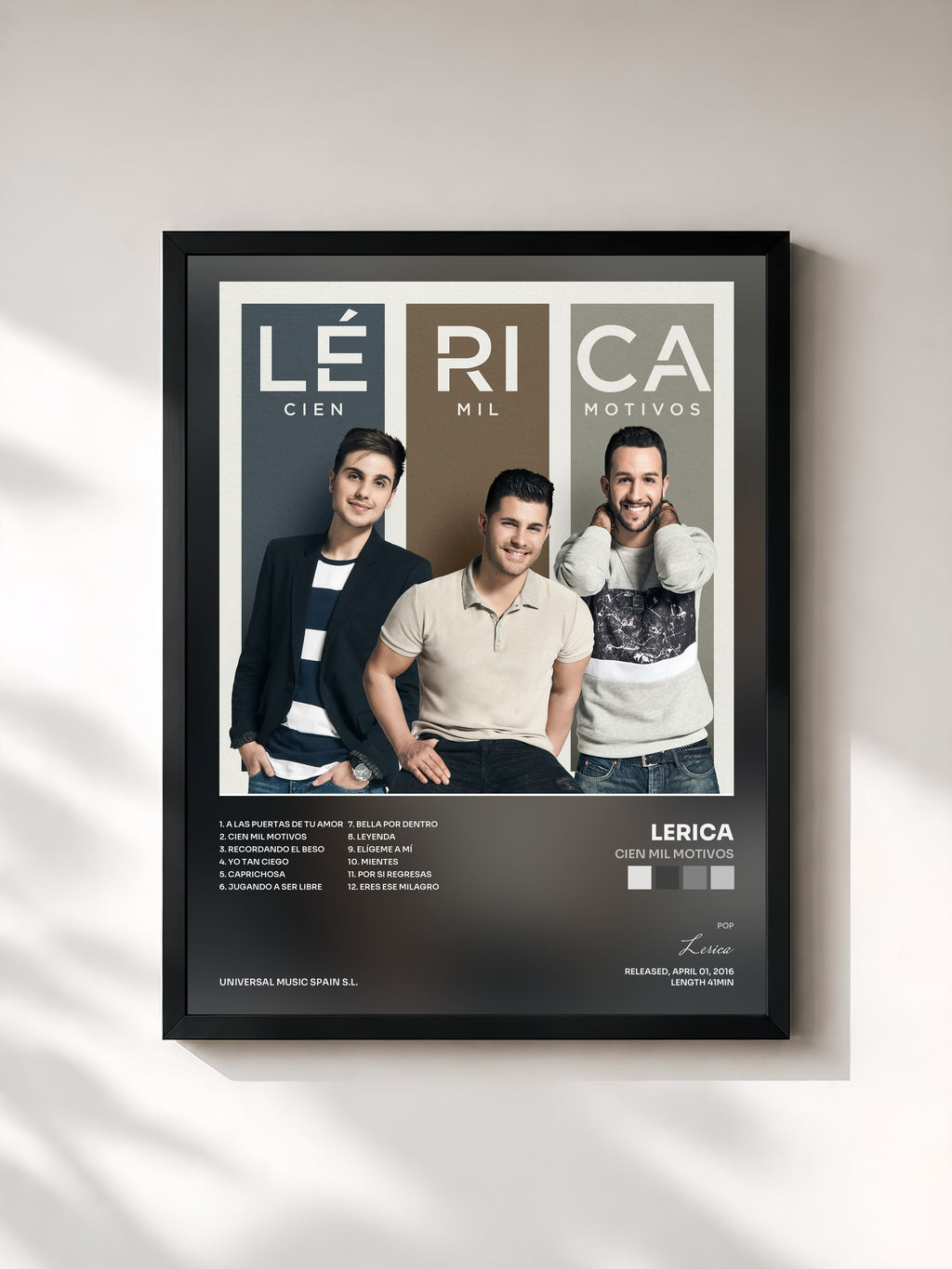 #noir Tableau de l'album Cien Mil Motivos de Lerica, cadre noir, imprimé et encadré en France