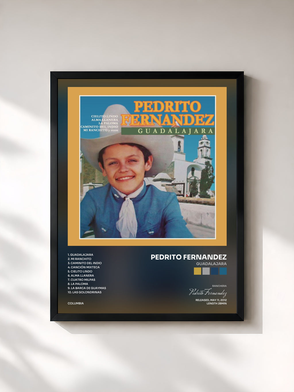 #noir Tableau de l'album Guadalajara de Pedrito Fernandez, cadre noir, imprimé et encadré en France