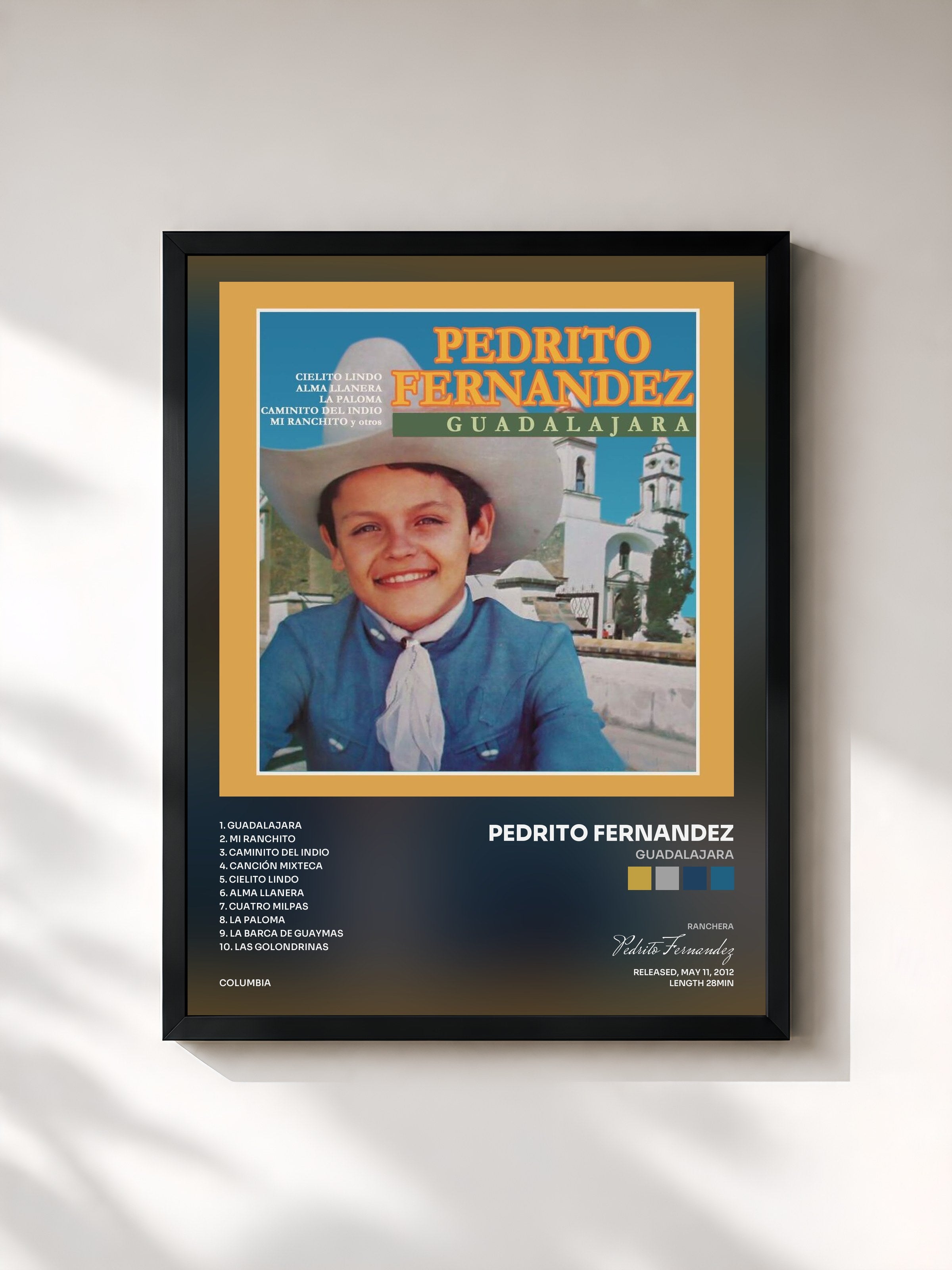 #noir Tableau de l'album Guadalajara de Pedrito Fernandez, cadre noir, imprimé et encadré en France