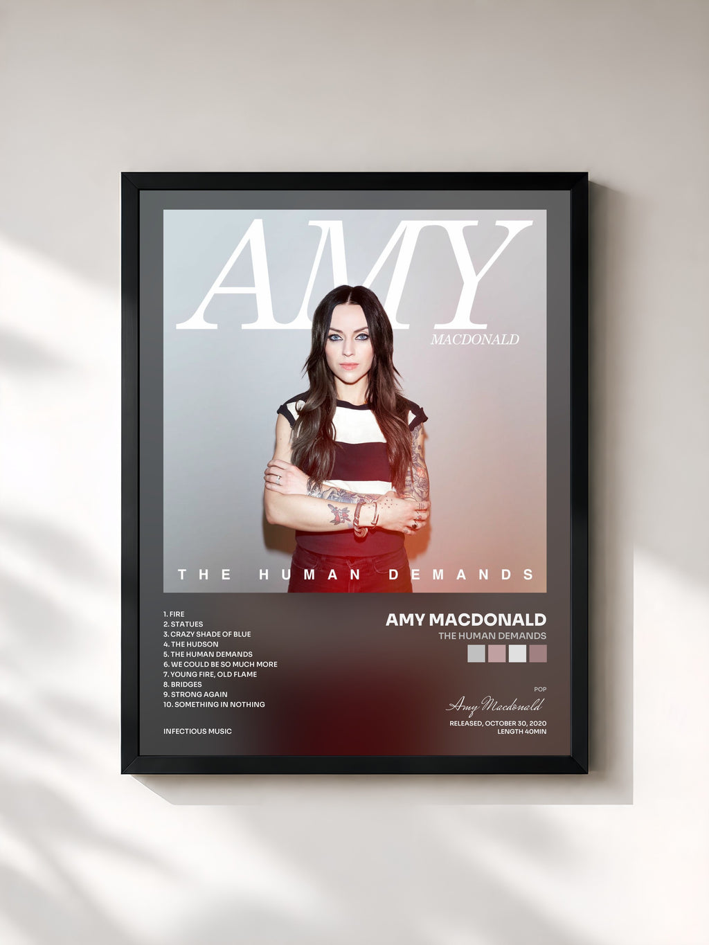 #noir Tableau de l'album The Human Demands de Amy Macdonald, cadre noir, imprimé et encadré en France