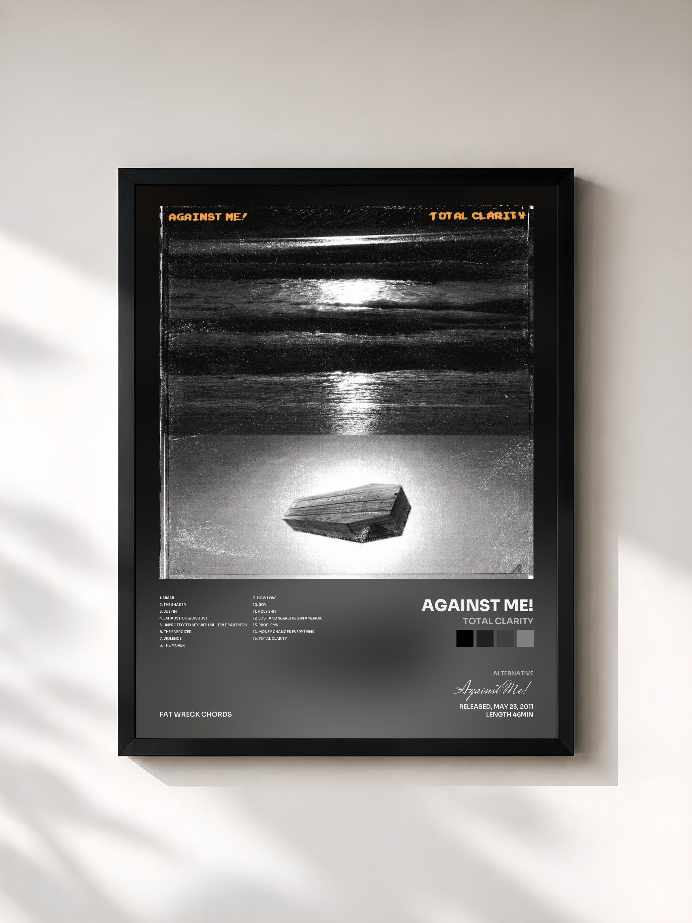 #noir Tableau de l'album Total Clarity de Against Me!, cadre noir, imprimé et encadré en France